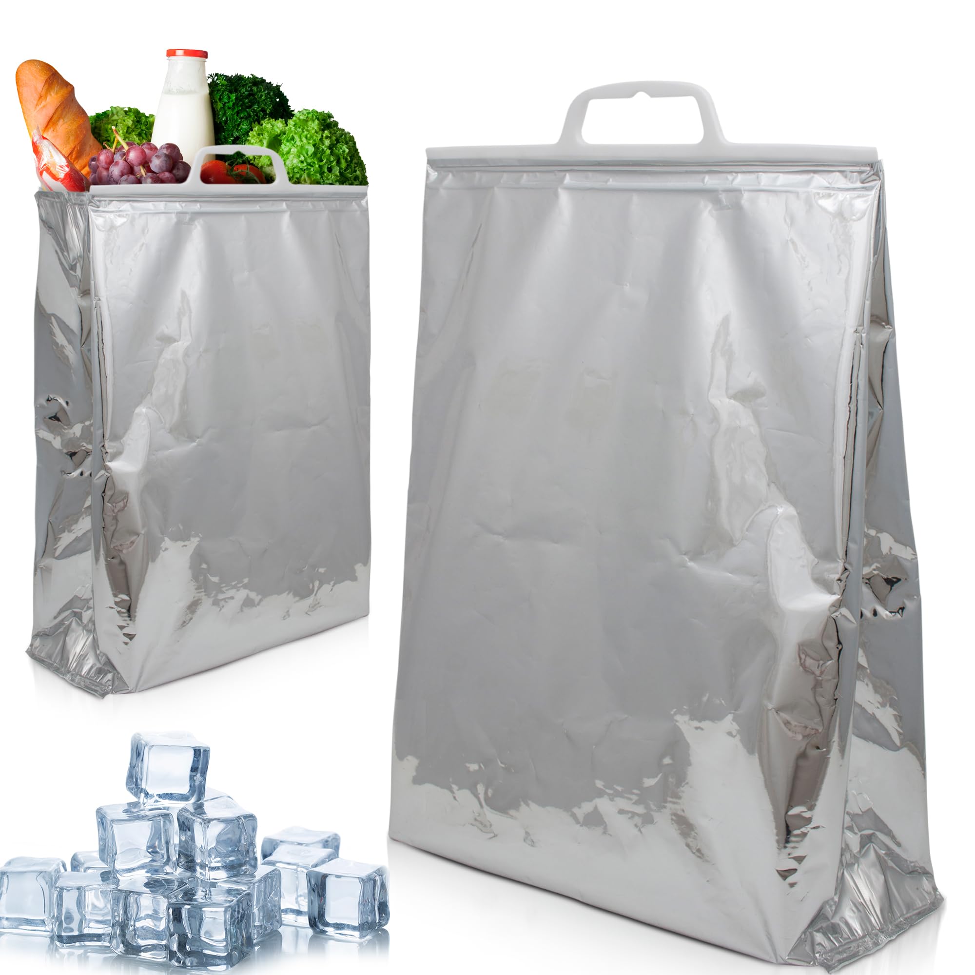 Insulated Shipping Bags for Food - 13 x 19 Inch Aluminum Thermal Bags (5 Pack) - Keep Hot & Cold Food Fresh - Perfect for Meal Delivery, Groceries & Catering