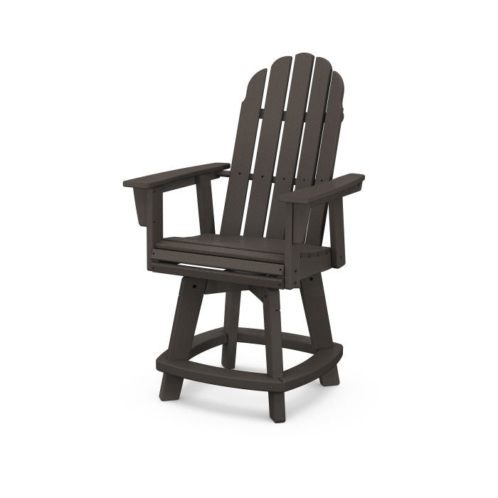 POLYWOOD Vineyard Curveback Adirondack Swivel Counter Chair - Outdoor Bar Stool for Patio, Deck, Poolside & Garden - Weather-Resistant Recycled Plastic Furniture