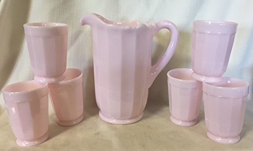 Premium Glass Water Pitcher & 6 Tumblers Set - Elegant Panel Design - Made in USA - Mosser Crown Tuscan Collection - Perfect for Iced Tea, Lemonade & Entertaining