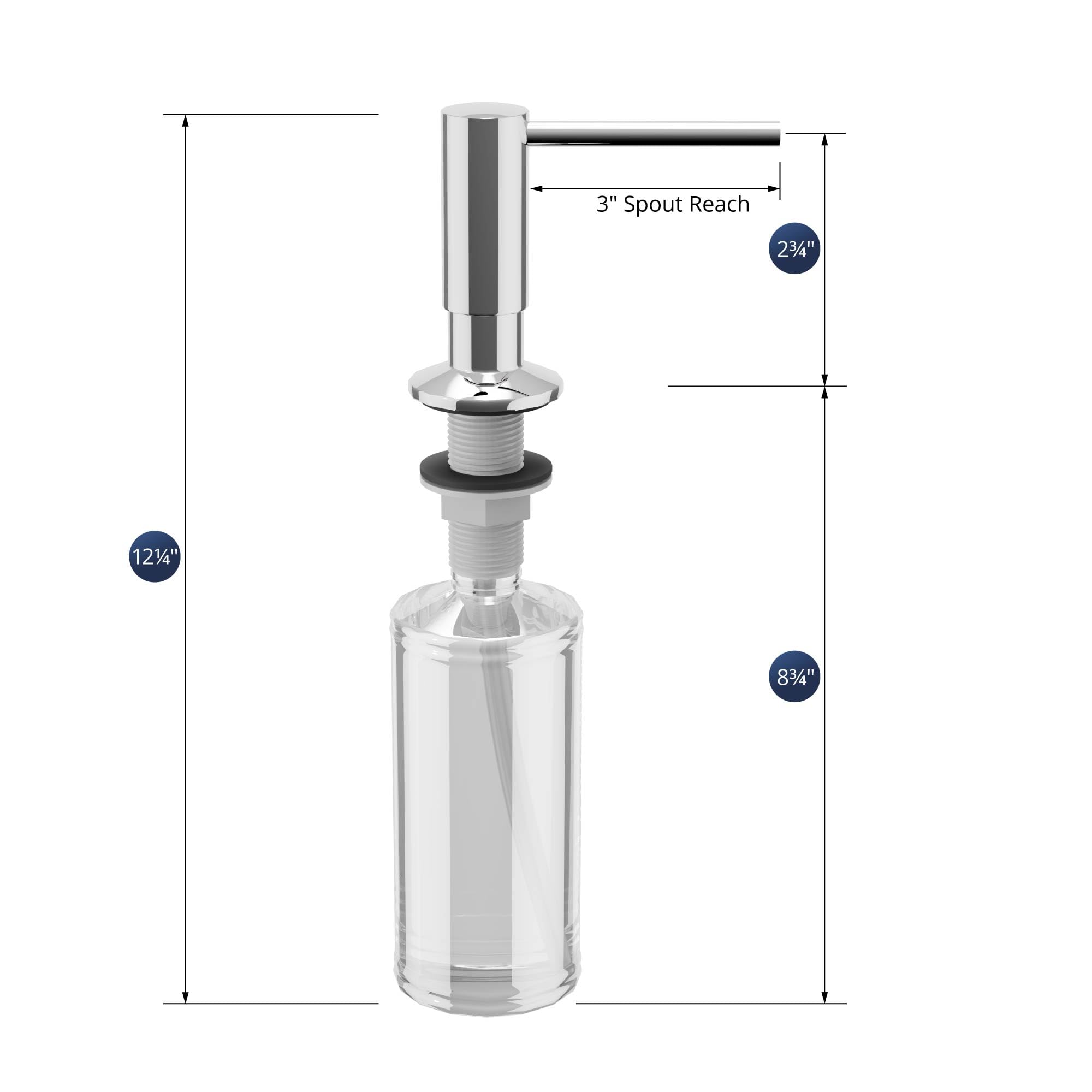 Karran SD35 Chrome Kitchen Soap Dispenser & Lotion Pump - Modern Touchless Bathroom & Kitchen Accessory for Sink Countertop