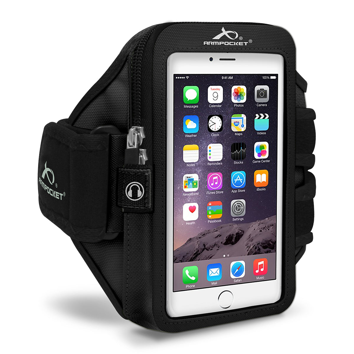 Armpocket Mega i 40 Running Armband - Large Capacity Waterproof Phone Holder for iPhone & Samsung - Perfect for Jogging, Hiking & Workouts (Black)