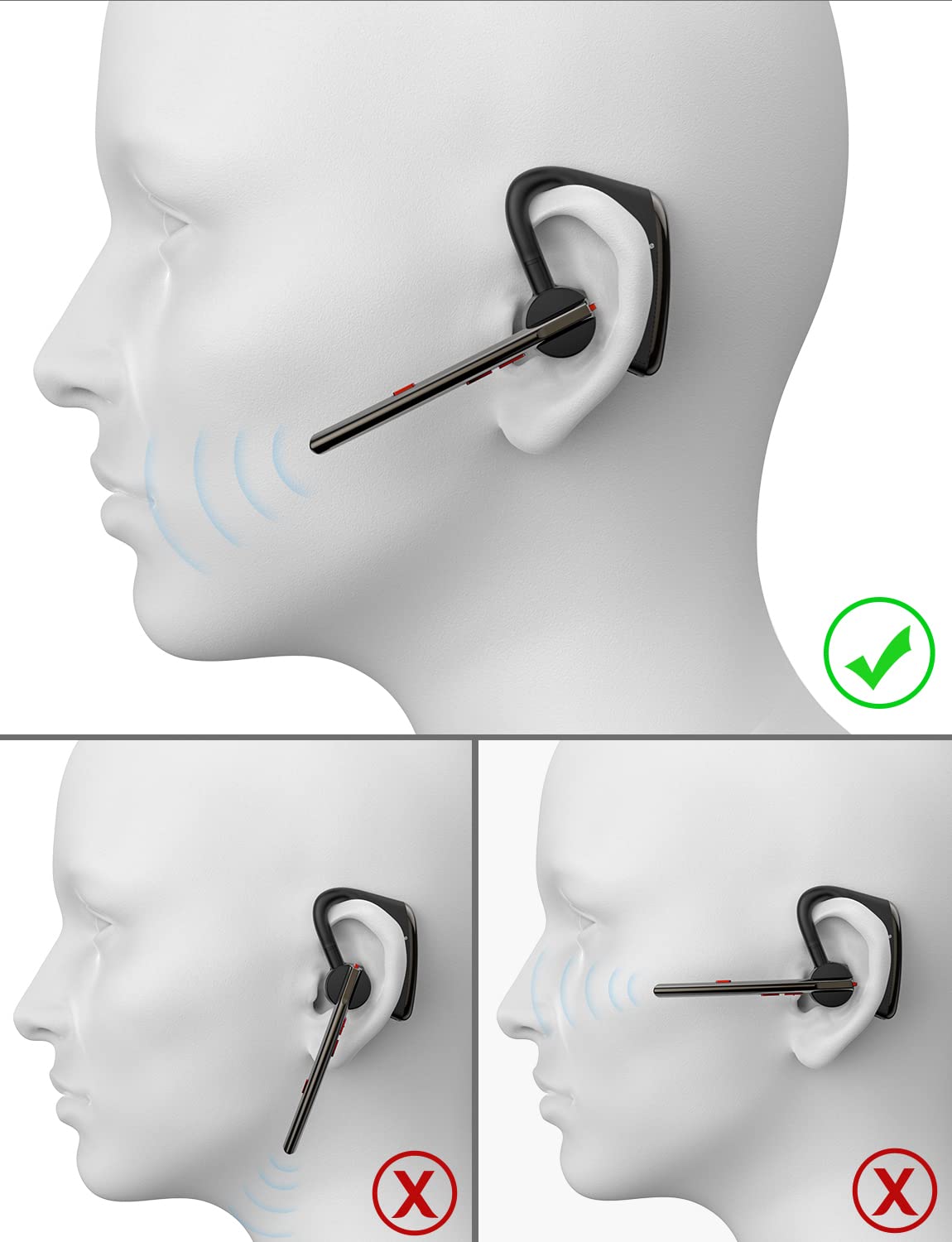 New Bee Bluetooth 5.2 Wireless Headset with CVC8.0 Noise Cancelling, Dual Mic, 24H Talktime - Hands-Free Business Headset for iPhone/Android - Perfect for Office Calls, Driving & Remote Work