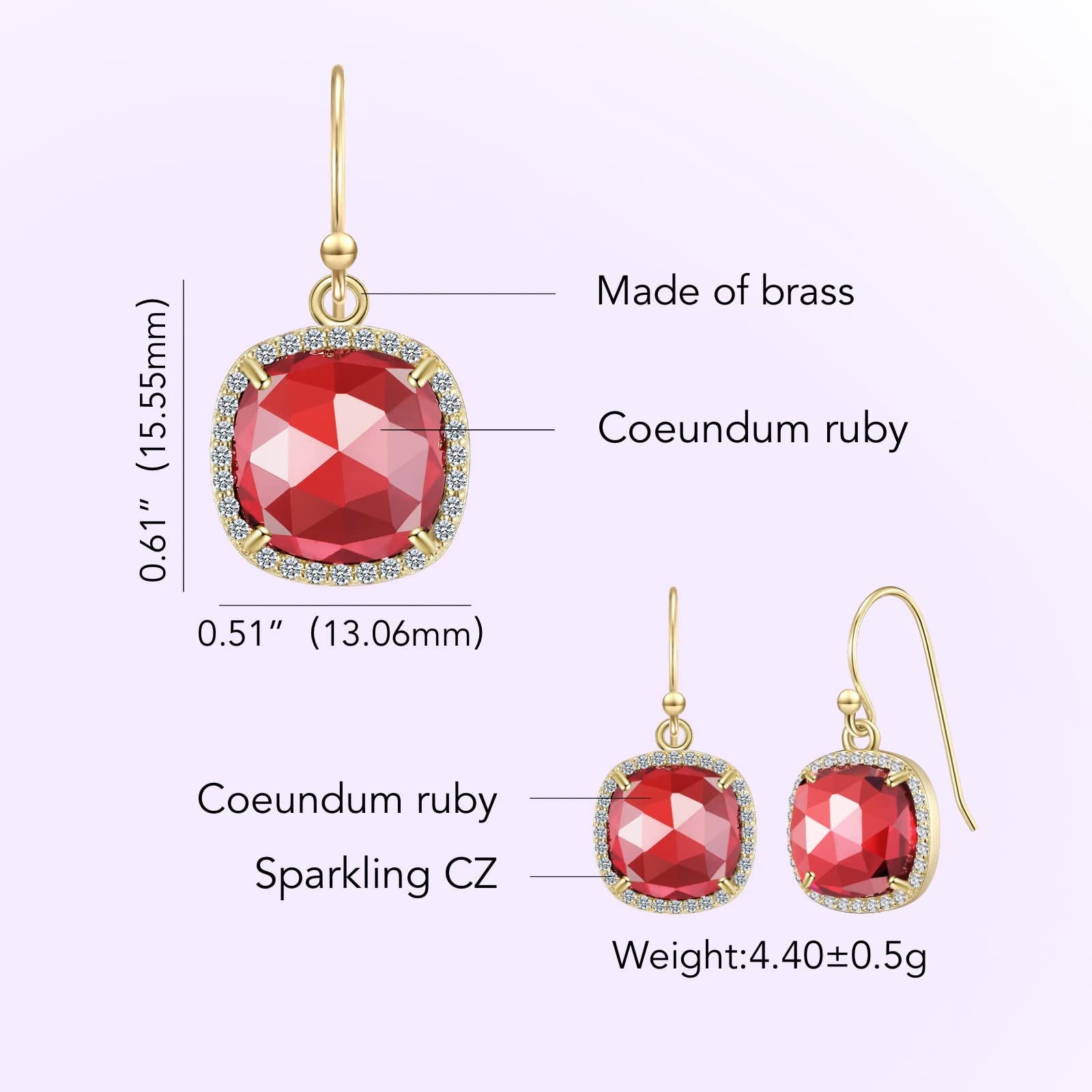 14k Gold/Rhodium Plated Natural Gemstone Dangle Earrings for Women - 10mm Genuine Gemstone Pendant Earrings | Valentine's Day, Mother's Day & Birthday Jewelry Gifts | Perfect for Weddings, Parties & Special Occasions