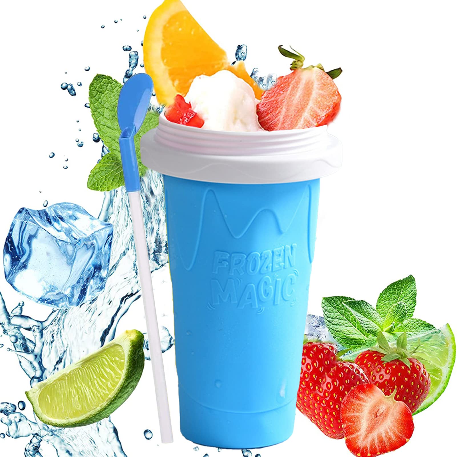 Magic Slushie Maker Cup - Double Layer Quick Frozen Smoothie & Milkshake Cup - Portable Frozen Squeeze Mug for Homemade Slushies, Iced Coffee, and Cocktails - Perfect for Summer Parties, BBQs, and Kids Treats