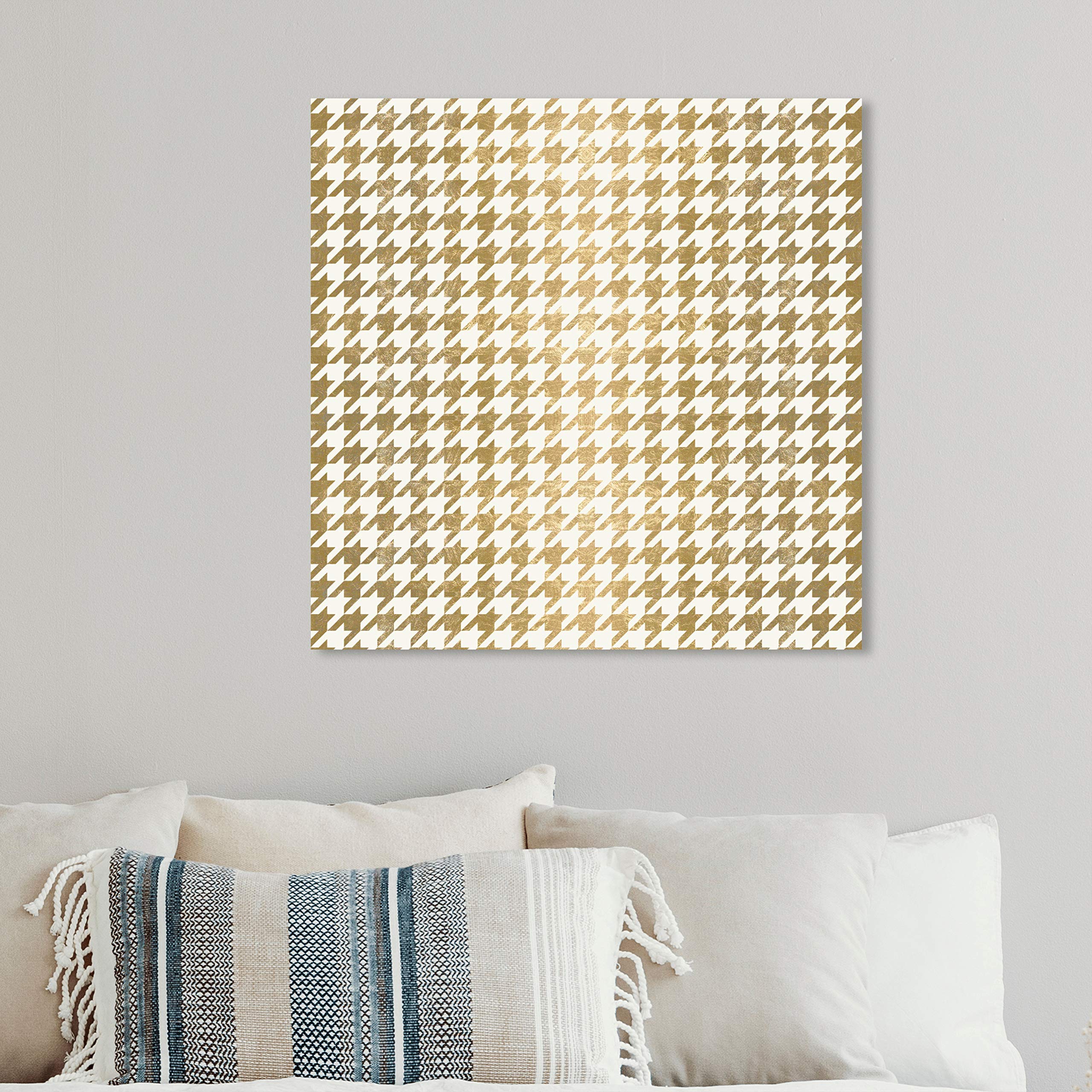 Oliver Gal Artist Co. Abstract Golden Houndstooth Wall Art Canvas Print - 12x12 Inch Modern Home Decor in Gold & White | Perfect for Living Room, Bedroom & Office Wall Decor