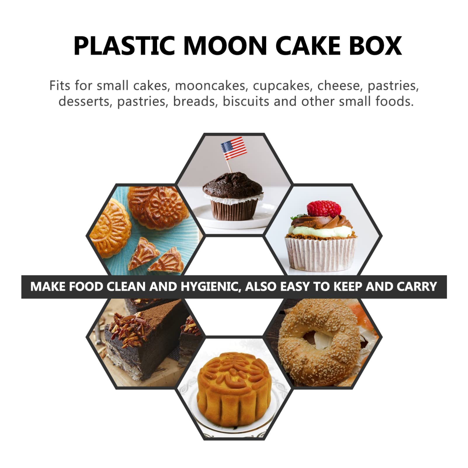 DOITOOL 50-Pack Clear Plastic Mooncake Boxes with Transparent Lids - Mini Cupcake Containers, Cookie & Muffin Dome Boxes, Single Cupcake Holders for Wedding, Birthday Party (Gold) - Perfect for Dessert Displays, Bakery Packaging & Gift Giving
