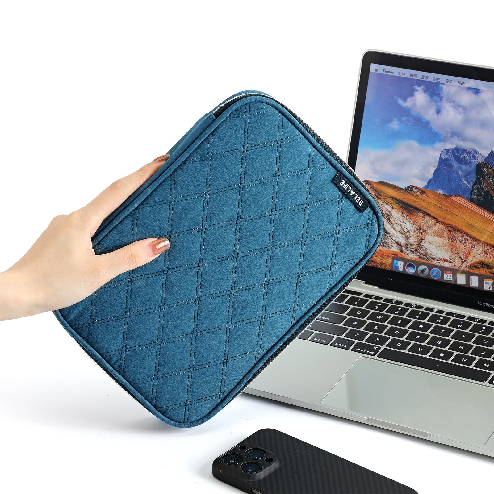BELALIFE Electronic Organizer - Portable Travel Cable Storage Bag for Phone Charger, USB Cables, Earphones, SD Cards & Tech Accessories | Water-Resistant Tech Pouch for Travel, Office & Daily Use (Lake-Blue)