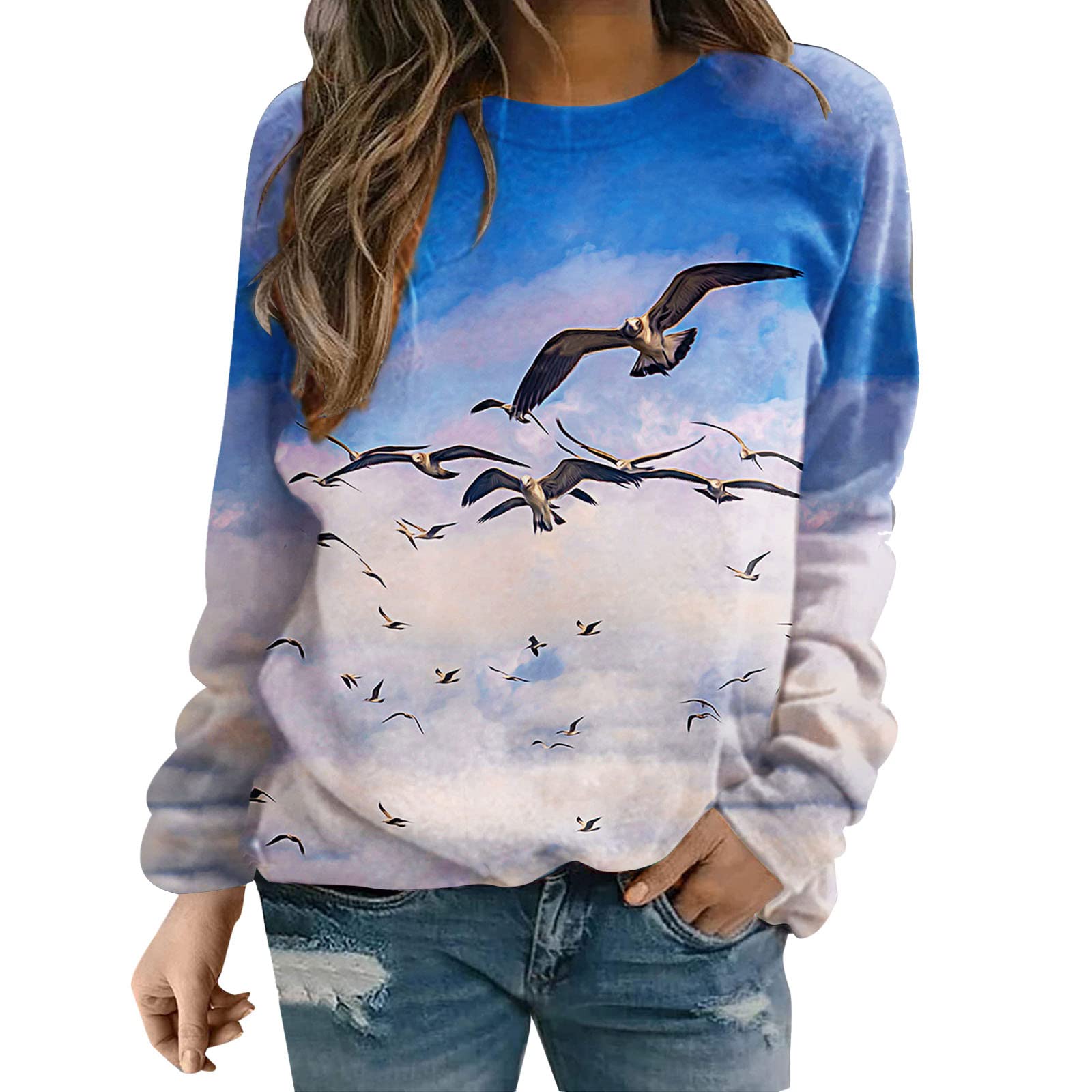 Women's Long Sleeve Full Zip Pullover Sweatshirt - Loose Fit Hoodless Round Neck Casual Jacket | Perfect for Christmas Gifts, Winter Layering & Everyday Comfort Wear