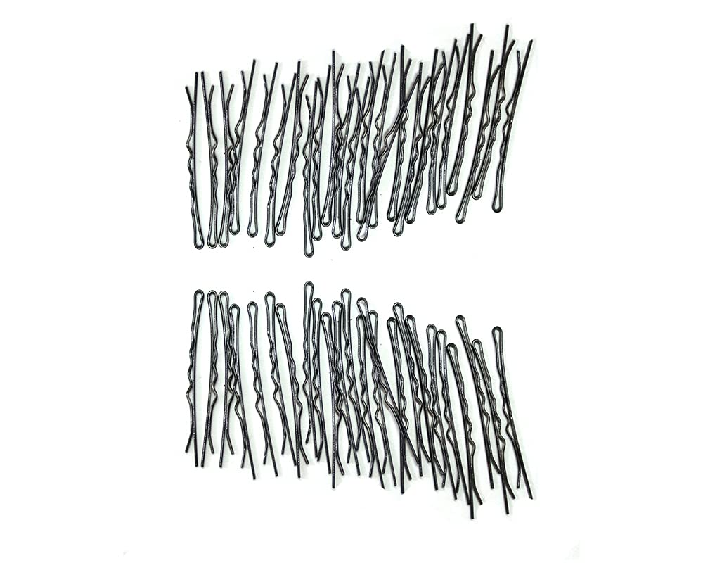 Kalaneet Zigzag Bobby Pins - 100 Pcs Metal Hair Clips for Women & Girls, Salon Styling Hair Accessories (Black, 5.5cm) - Perfect for Updos, Braids & Everyday Hairstyles