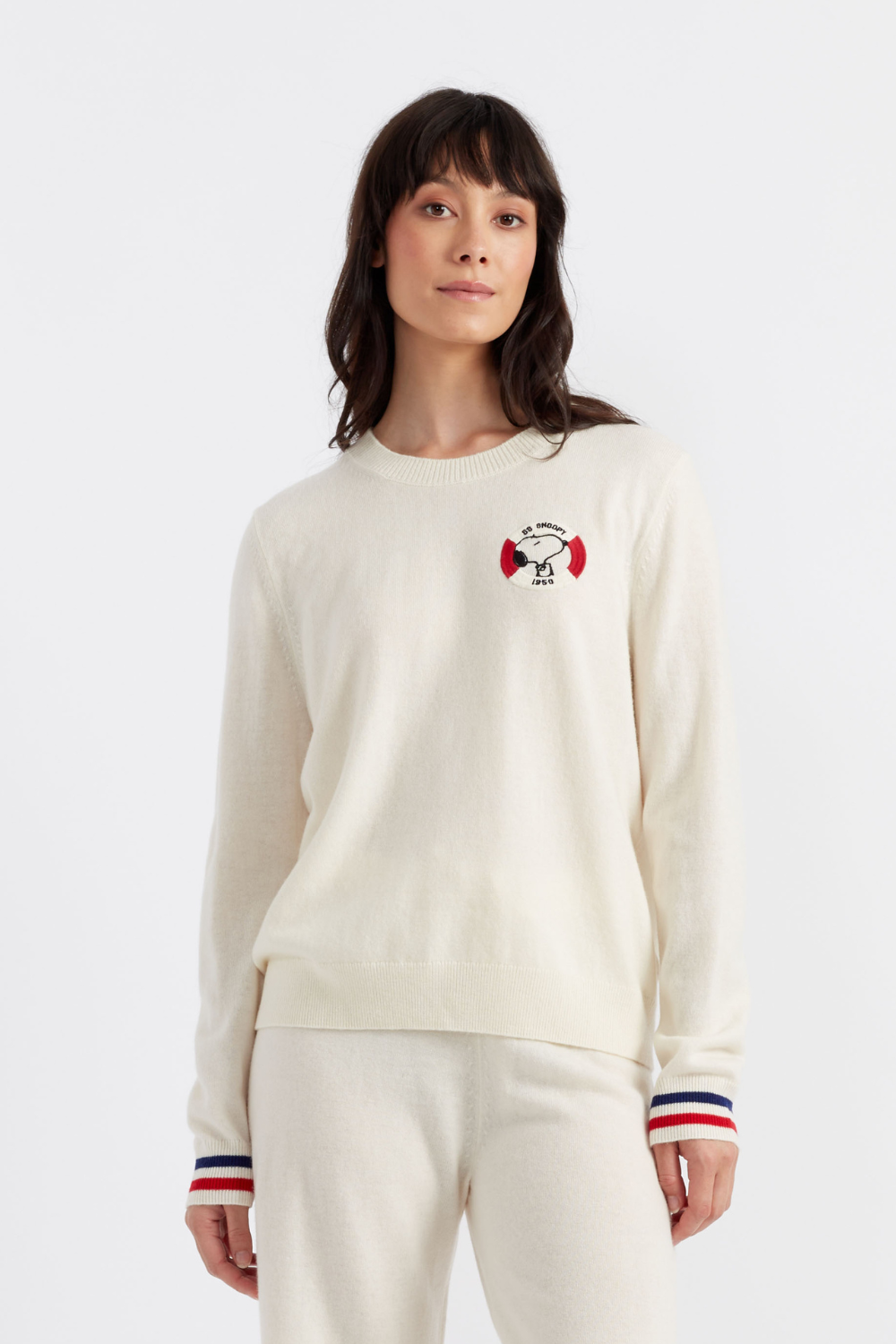 Soft Cream Wool Cashmere Snoopy Nautical Sweater for Women - Cozy Winter Pullover with Cute Snoopy Design - Perfect for Christmas Gifts & Casual Outings