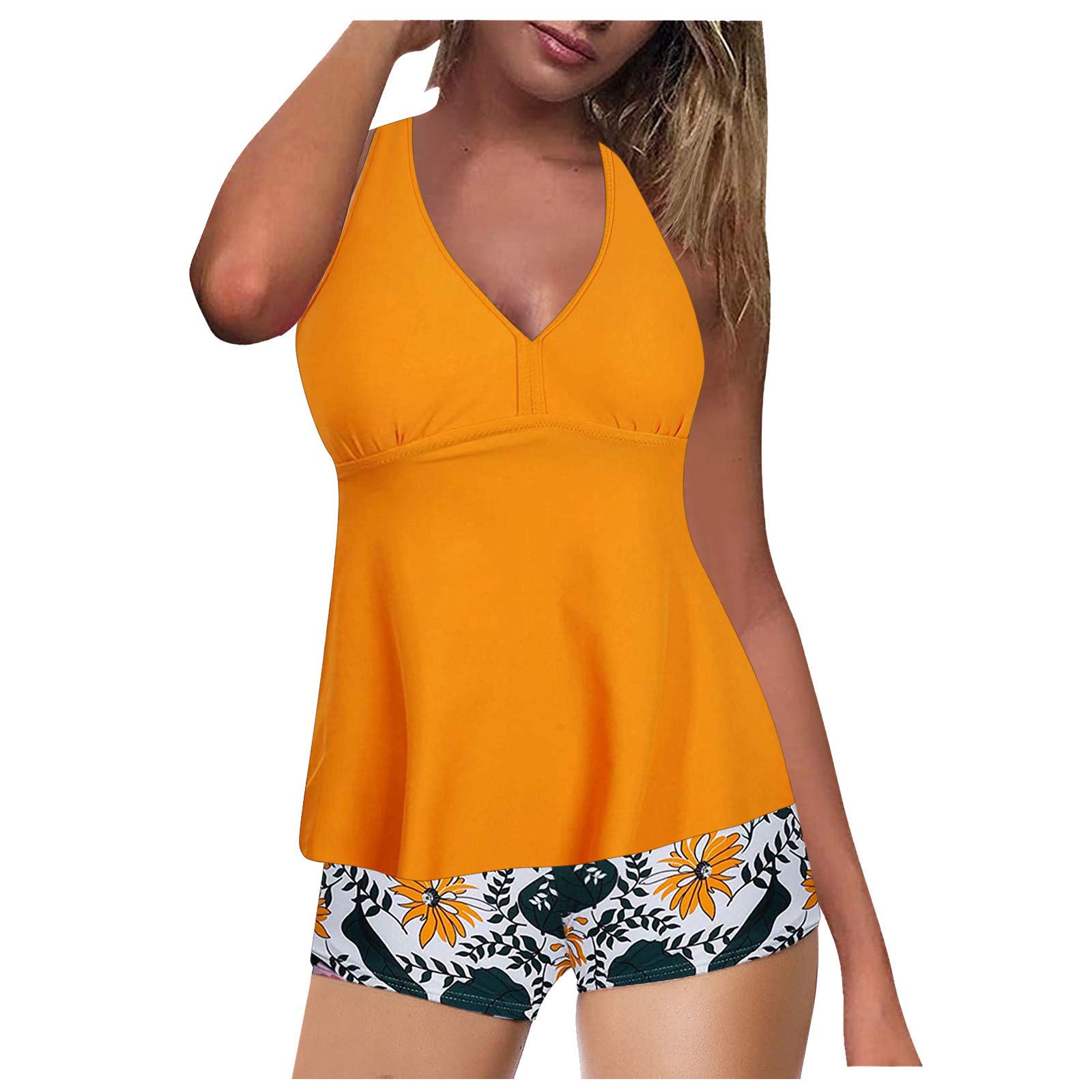 Lovor Women's Two-Piece Athletic Tankini Swimsuits - Racerback Swim Top with Shorts for Swimming, Beach & Pool Workouts