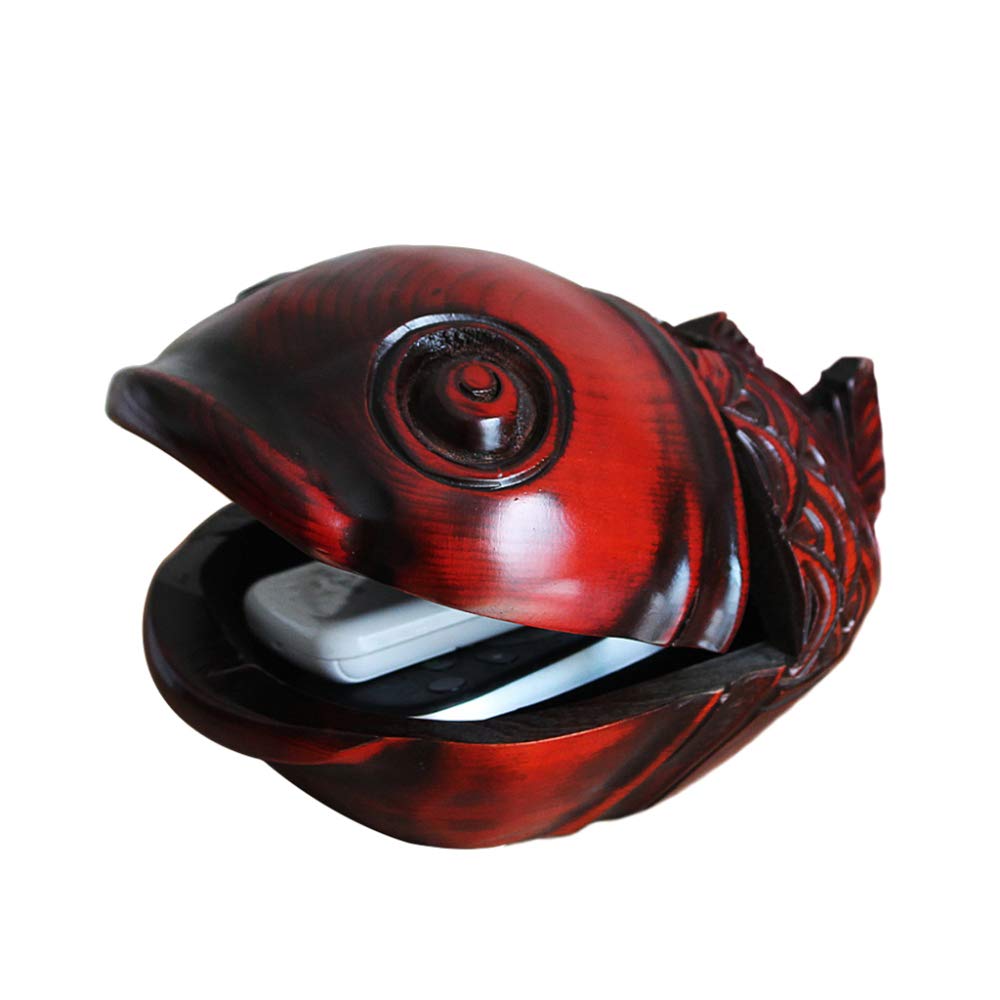 LIULIFE Wooden Fish-Shaped Desk Organizer - Pen & Pencil Holder, Key & Remote Control Storage Box for Office & Home - Perfect for Workspace, Study Table & Living Room Organization