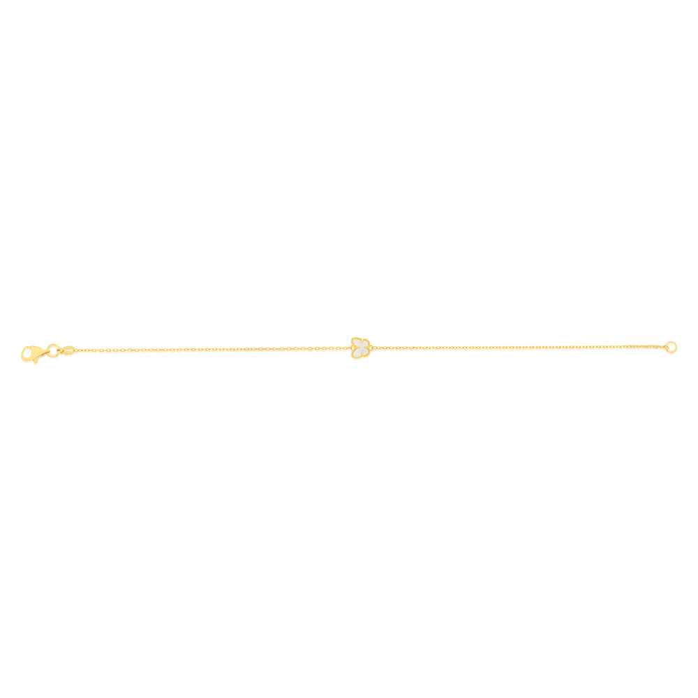 9ct Yellow Gold 19.70cm Butterfly and Mother of Pearl Bracelet - Elegant Jewelry Gift for Women, Perfect for Weddings & Special Occasions