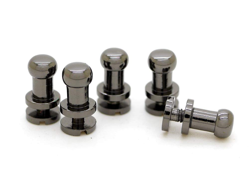 Solid Brass Ball Head Stud Screw Back Black Nipple Rivet Studs - 10 Pack (Gunmetal, 4mm) for Leathercraft, Belts, Straps & DIY Projects - Durable Button Strap Stopper for Fashion Accessories & Handmade Crafts