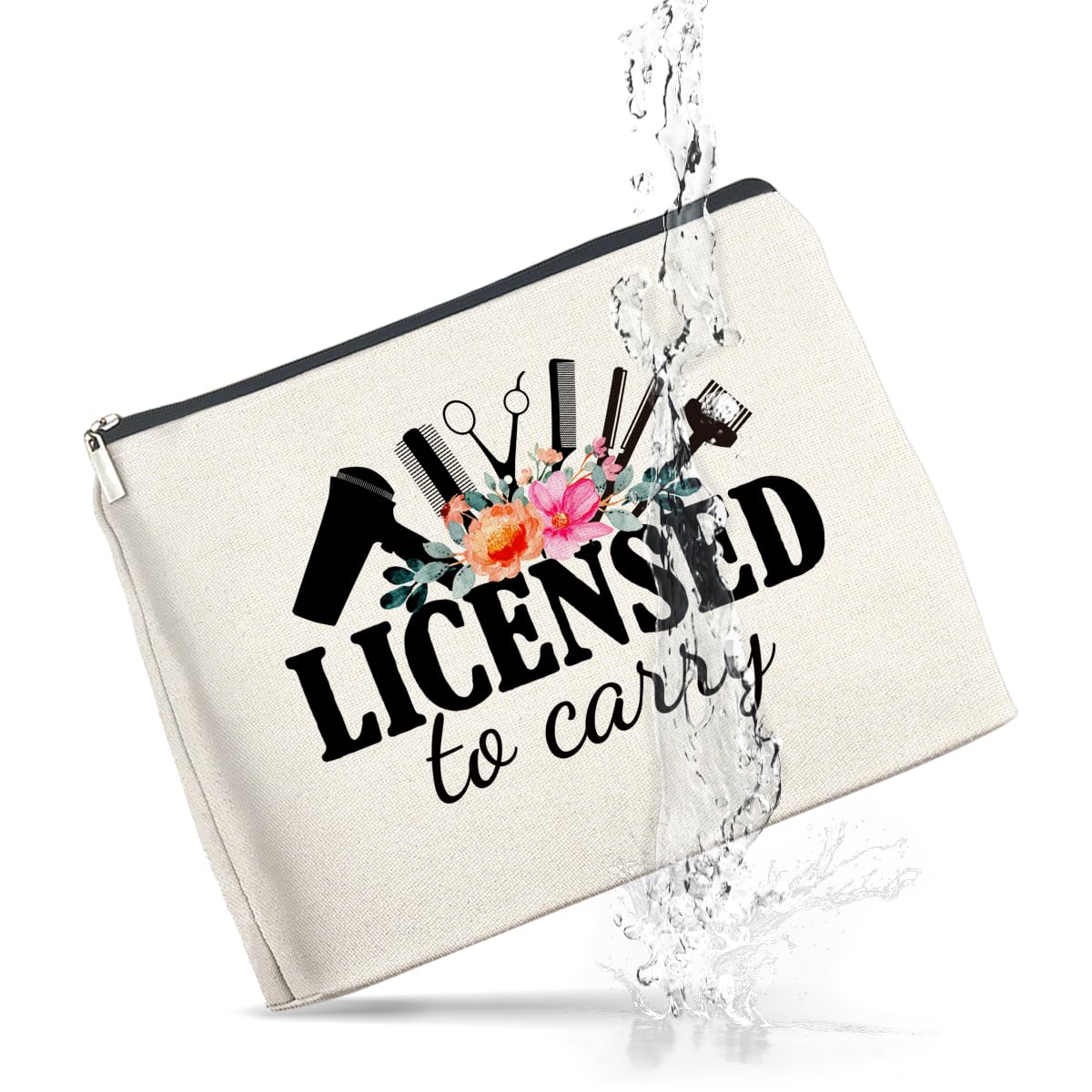 Professional Hair Stylist Gift Set - Large Capacity Zippered Cosmetic Makeup Bag for Hairstylists & Hairdressers (Licensed to Carry) - Perfect for Salon Tools, Travel Essentials & Beauty Storage