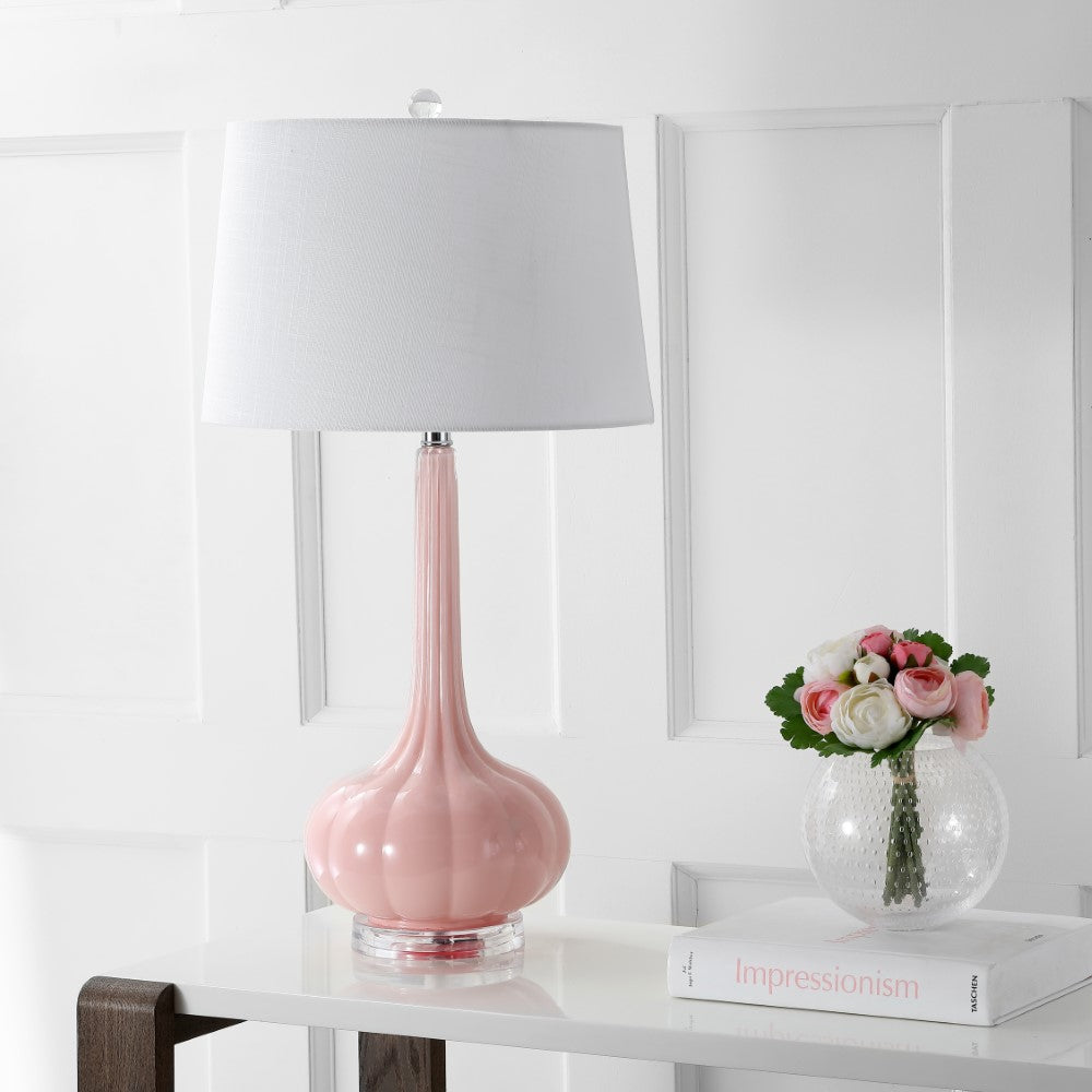 Bette 28.5 Inch Modern Glass Teardrop LED Table Lamp - Warm White Light for Bedroom, Living Room & Office Decor