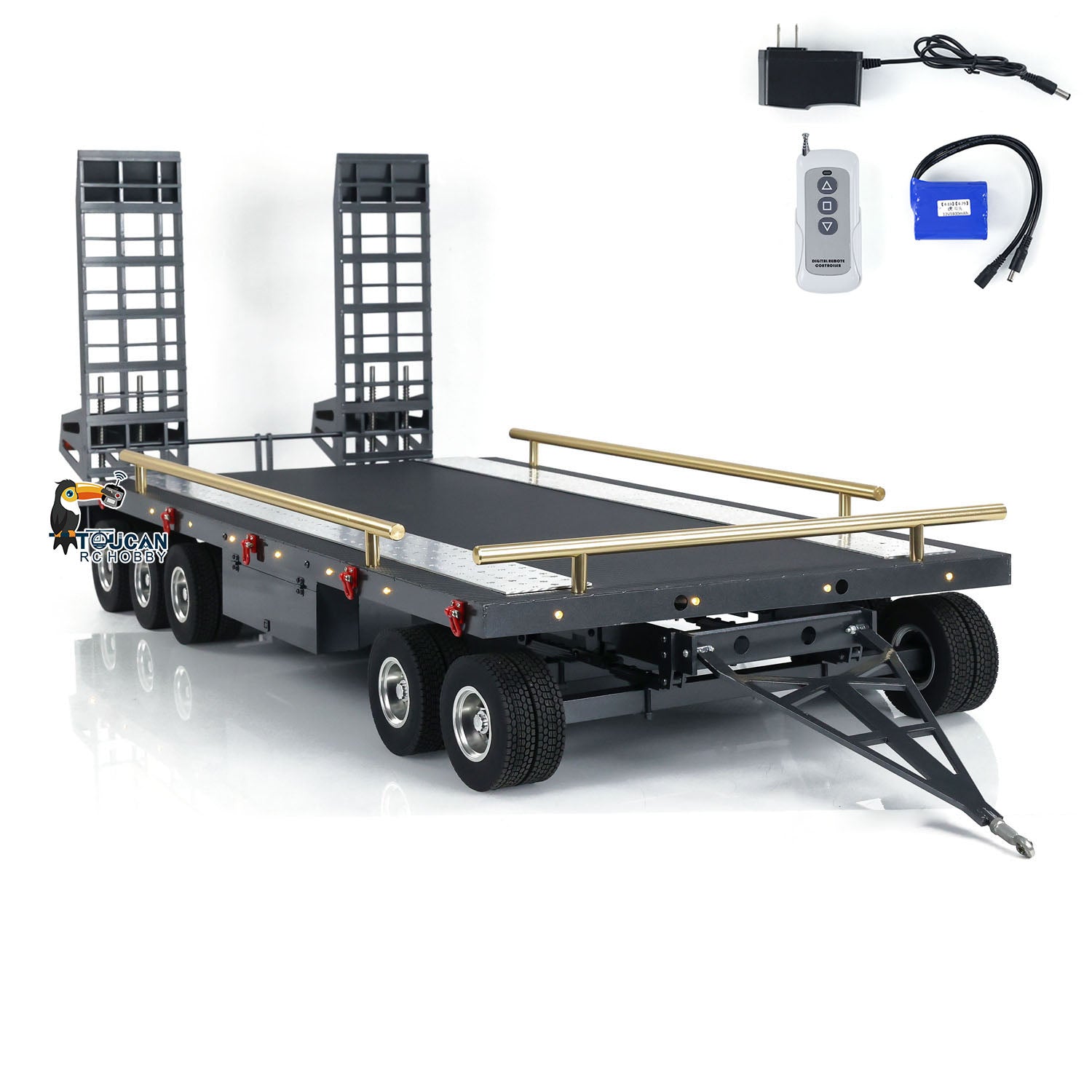 1/10 1/8 1/12 1/14 Scale RC Crawler Metal 5-Axle Full Trailer for Hydraulic Radio Controlled Truck - DIY Painted Model Car Accessory for Off-Road Crawling & Trail Adventures
