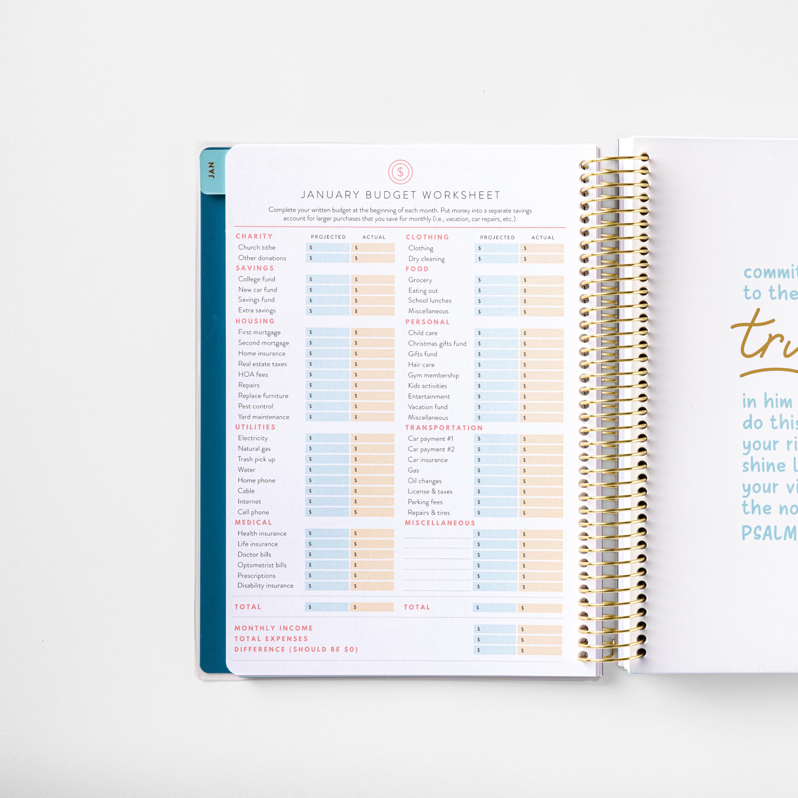 2025 Home Planner with Scripture - Work from Home Organizer with Stickers, Daily Checklist & Monthly Budget Worksheets | Coil Bound, Laminated Cover | Perfect for Daily Planning, Budget Tracking & Vacation Prep