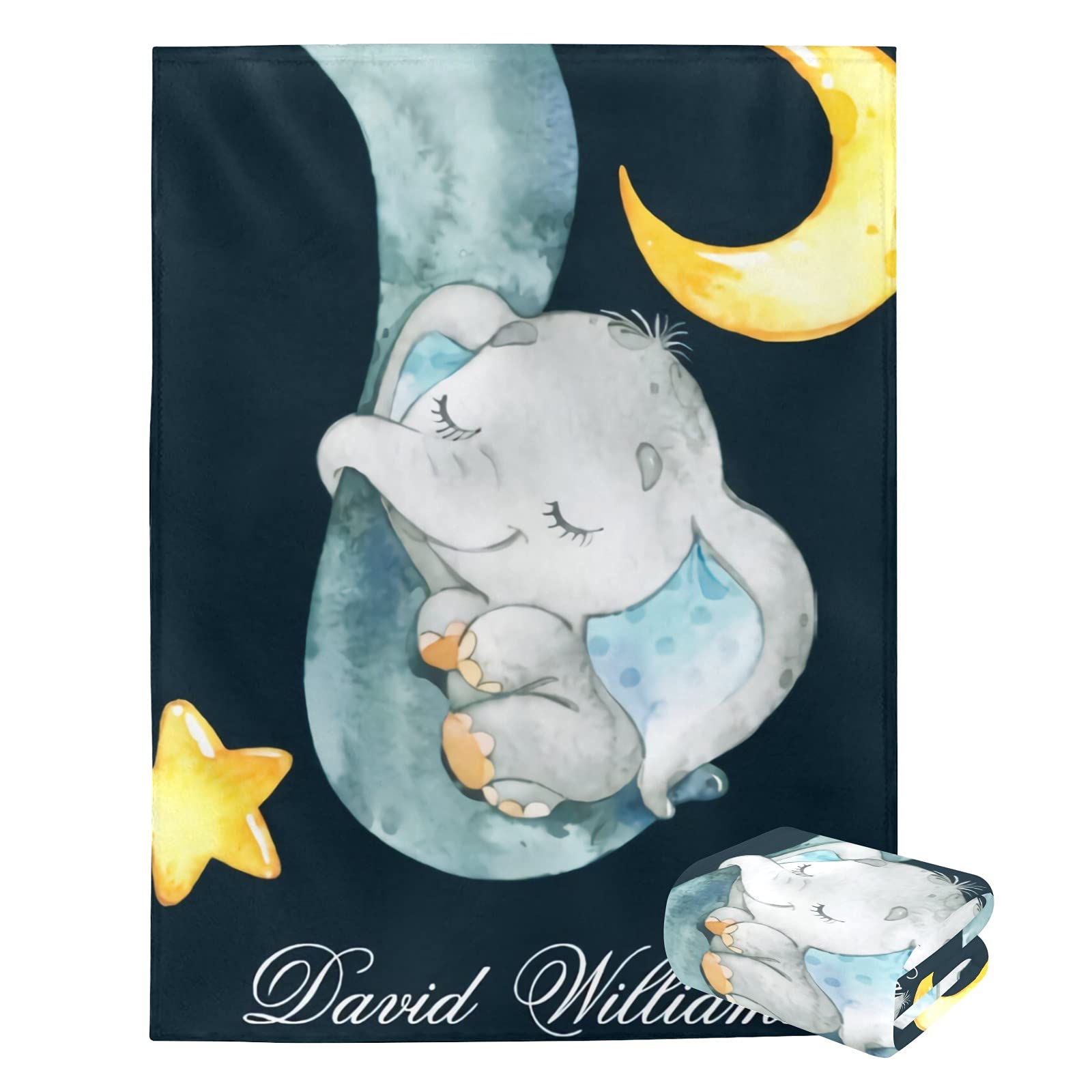 Personalized Baby Blanket with Name - Custom Elephant Blanket for Girls & Boys | Super Soft Newborn Blanket | Neutral Nursery Decor | Perfect Baby Shower Gift & Nursery Essential