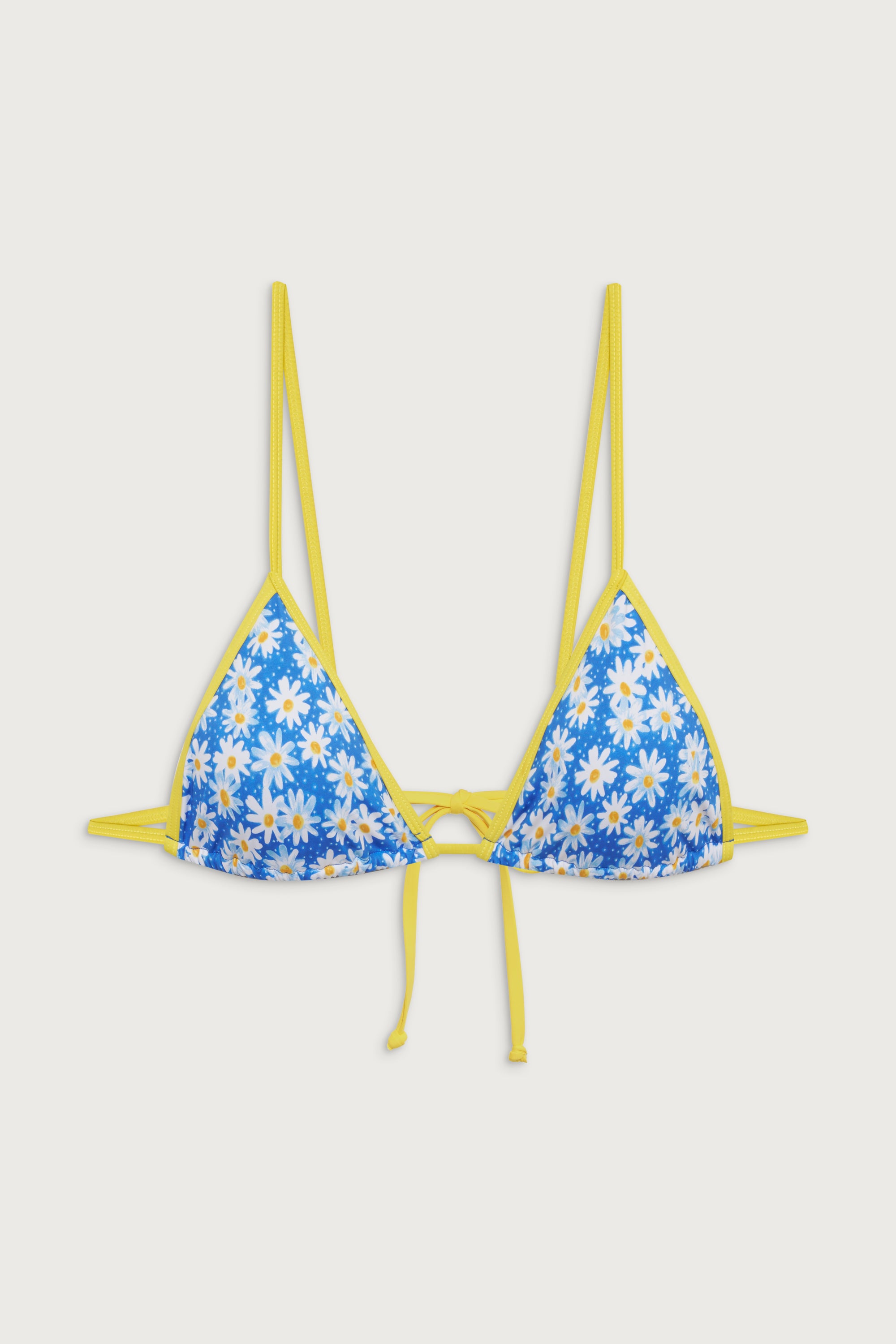Lumia Triangle Bralette Bikini Top - Blue Daisy Floral Print Women's Swimwear for Beach, Pool & Summer Vacation