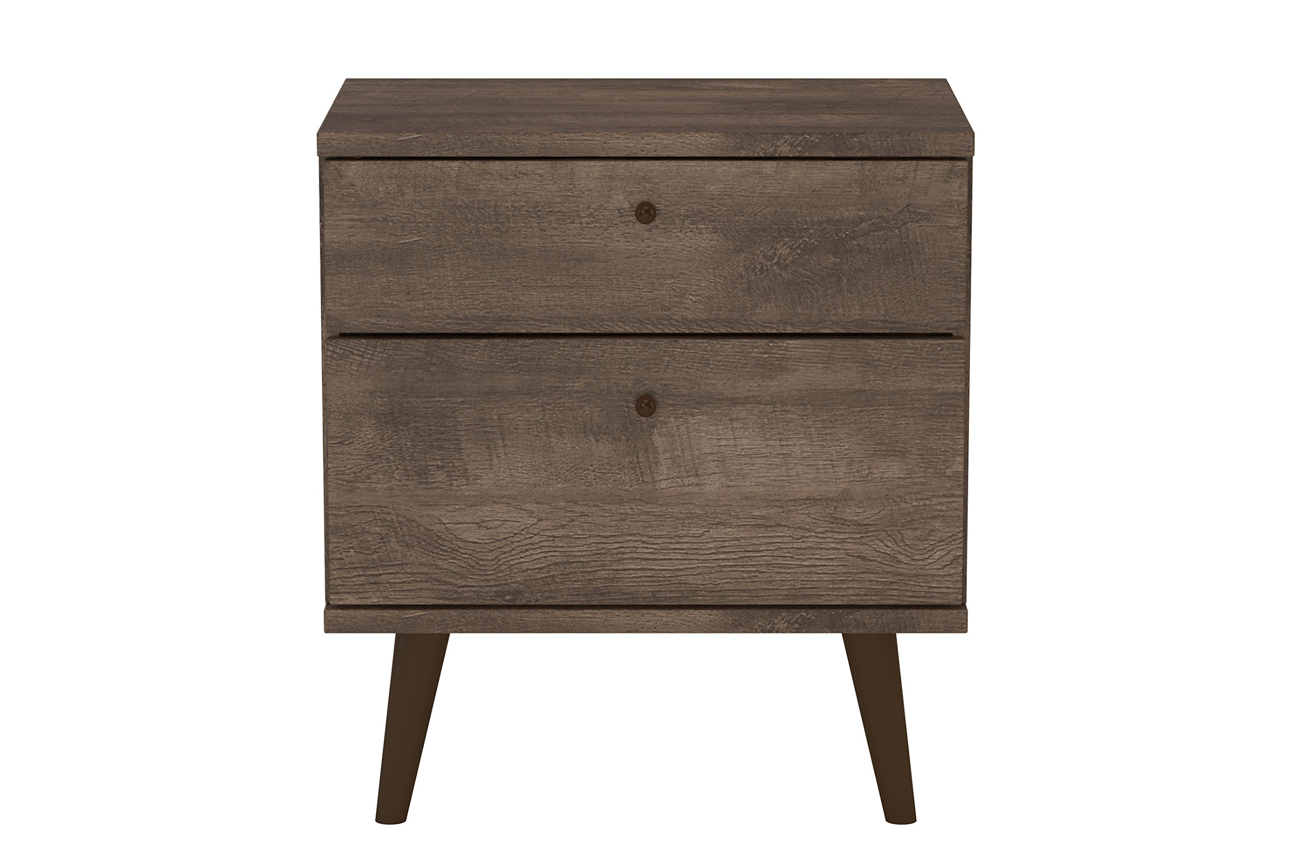 Midtown Concept 2-Drawer Nightstand - Distressed Brown Wood Bedside Table for Bedroom, Living Room & Guest Room - Compact Storage Cabinet with Vintage Finish