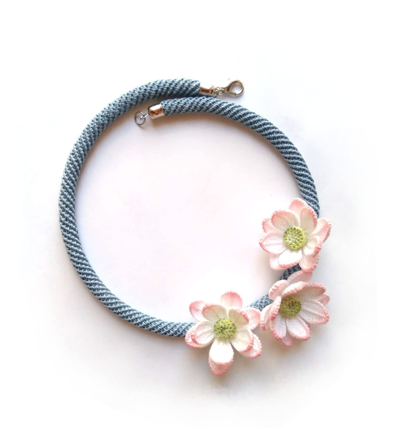 Water Lily Crochet Necklace - Handmade Floral Pendant Jewelry for Women, Boho Chic Accessory - Perfect for Weddings, Parties & Everyday Wear