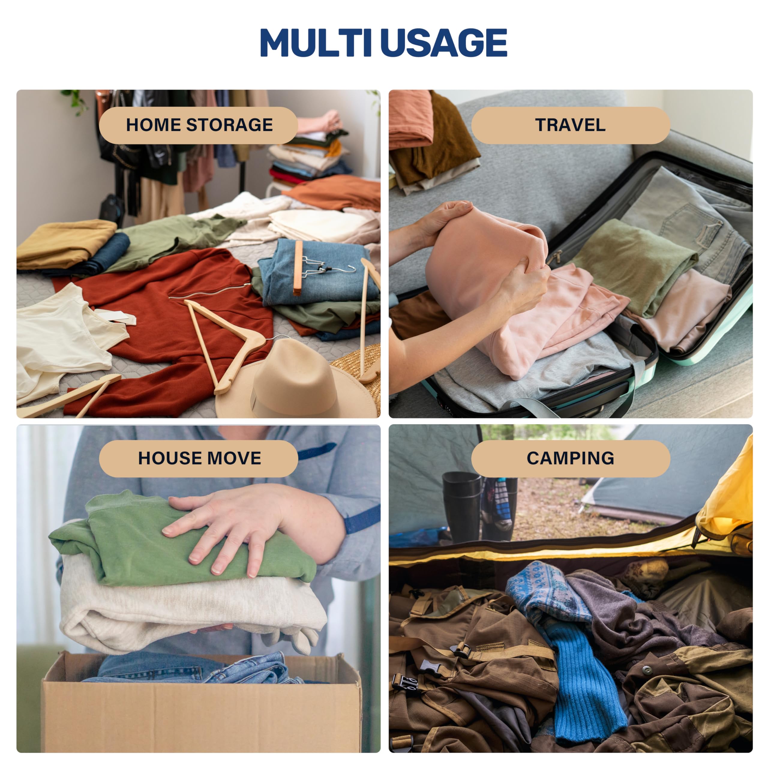 Simple Deluxe 8 Jumbo Vacuum Storage Bags with Hand Pump - Space Saving Solution for Comforters, Blankets, Bedding, Pillows & Clothes | Perfect for Seasonal Storage, Travel & Home Organization