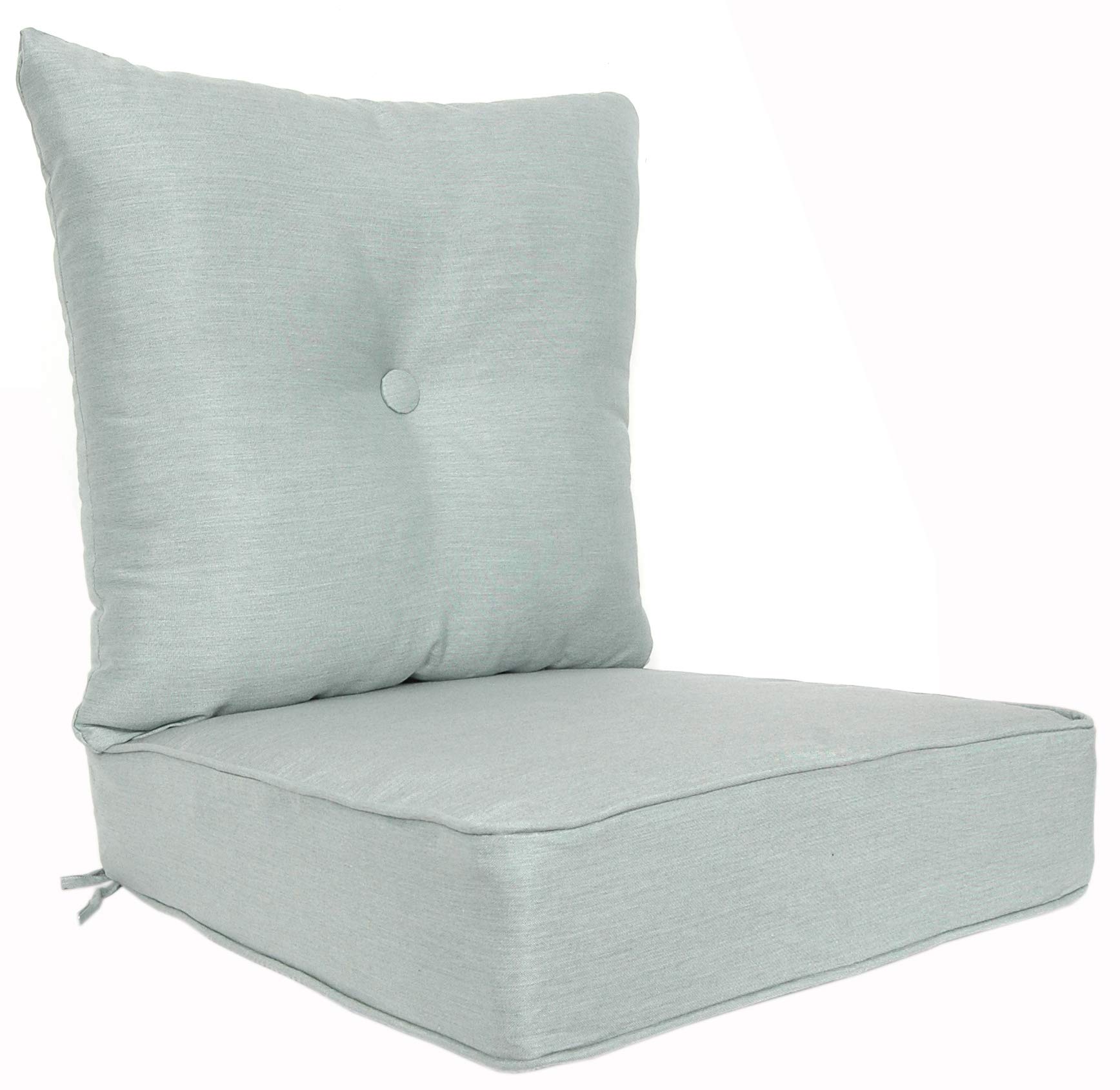 Premium Sunbrella Patio Cushion Set - 22x22x6 Inch Seat & 23x23x7 Inch Back (2-Piece) - Waterproof & UV Resistant Outdoor/Indoor Furniture Cushions in Cast Mist - Perfect for Patio Chairs, Porch Swings & Garden Seating
