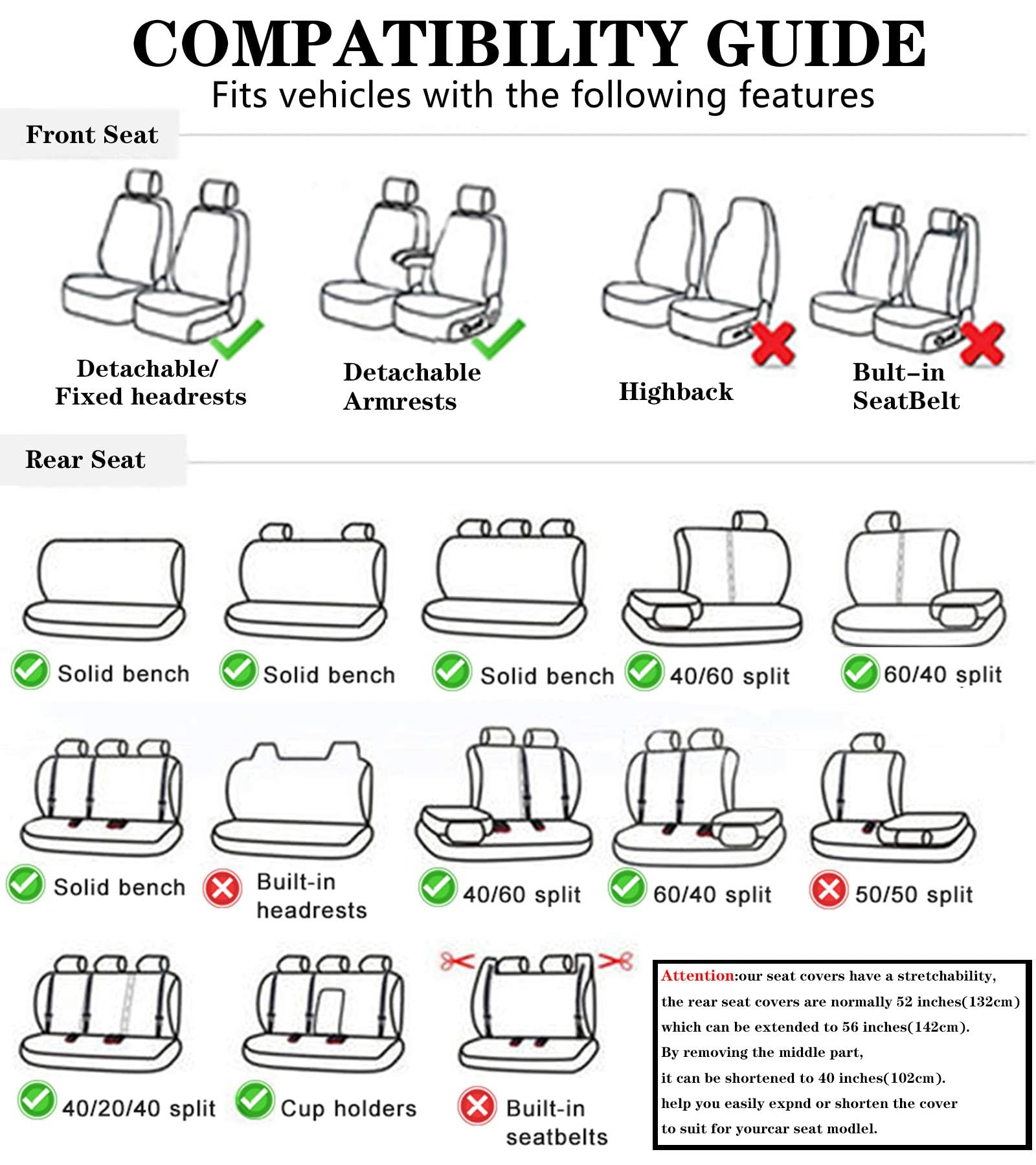 Premium Leather Car Seat Covers - Universal Fit for Cars, SUVs & Trucks | Front Set | Easy Installation | Black & Green | Perfect for Road Trips & Daily Commutes