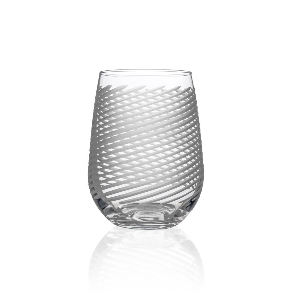 Cyclone 17oz Stemless Wine Tumbler Glass Set of 2 - Perfect for Red Wine, White Wine, Cocktails & Outdoor Parties - Dishwasher Safe & Shatter Resistant