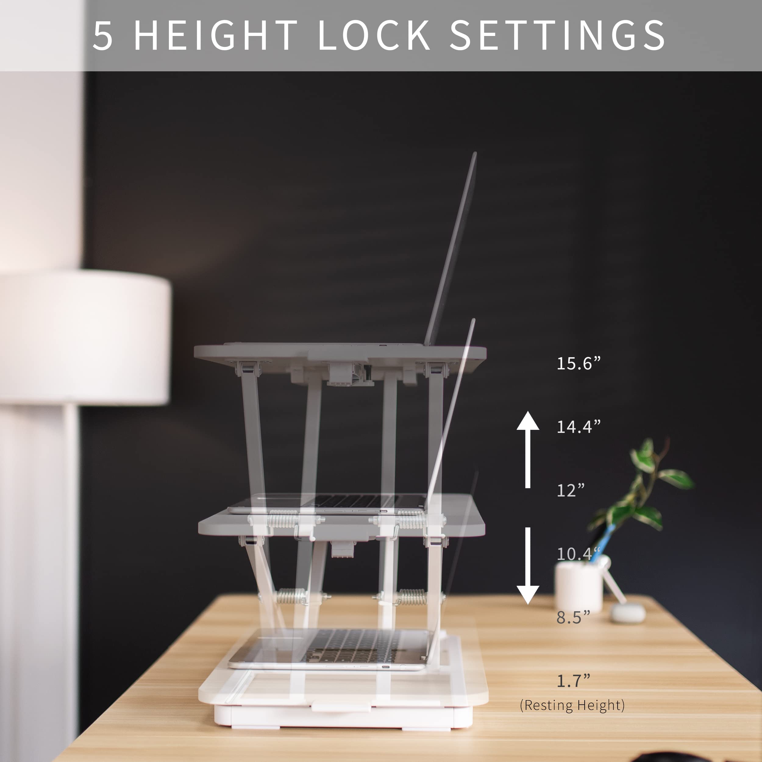 VIVO Single Top 24 inch Adjustable Scissor Lift Keyboard Tray & Mouse Stand - Ergonomic Height Adjustable Laptop Desk for Home & Office Workstations - Perfect for Standing Desks, Computer Work, and Typing (White, DESK-V024AW)