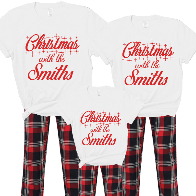 Personalized Christmas Family Matching Pajama Set - Cozy White Holiday Pajamas for Family Photos & Festive Gatherings