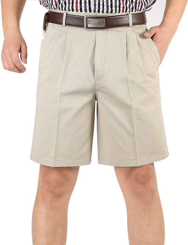 IDEALSANXUN Men's Big and Tall Classic-Fit Pleated Shorts - Comfortable Summer Casual Shorts for Outdoor Activities, Travel & Relaxation