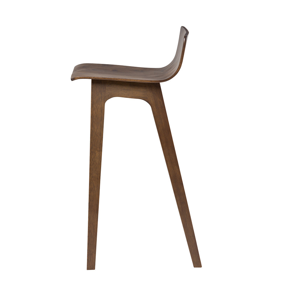 AVA Bar Stool - Solid Walnut Wood Counter Height Stool with Backrest - Perfect for Kitchen Island, Breakfast Nook & Home Bar Decor