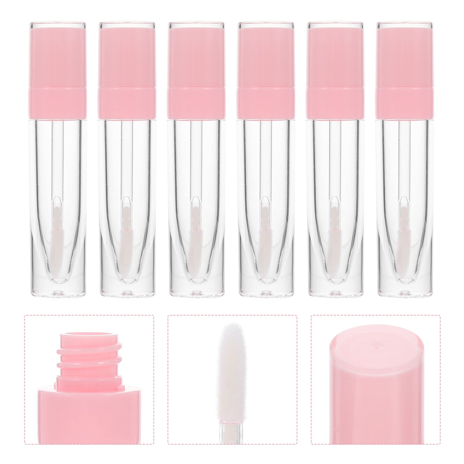 6pcs Empty Round Lip Gloss Tubes - Refillable Lip Glaze Containers for DIY Lipstick, Lip Honey & Cosmetics | Perfect for Makeup Artists, Salons & DIY Beauty Projects