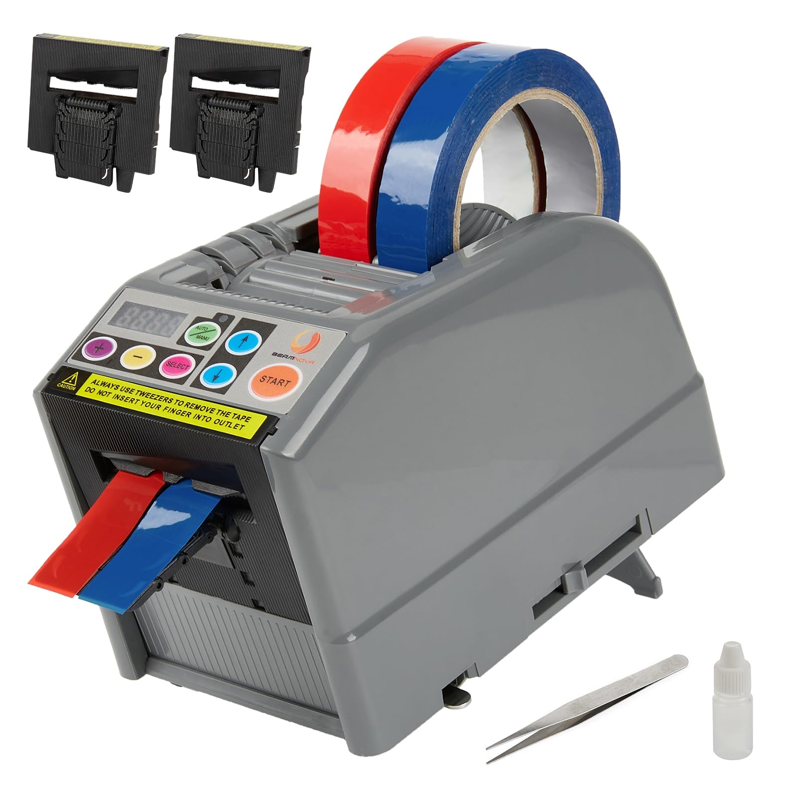 BEAMNOVA Electric Tape Dispenser - Automatic Tape Cutting Machine with 999mm Max Length, 6-60mm Width Adjustable for Packaging | Includes 2 Knife Boxes | Ideal for Shipping, Moving & Warehouse Use