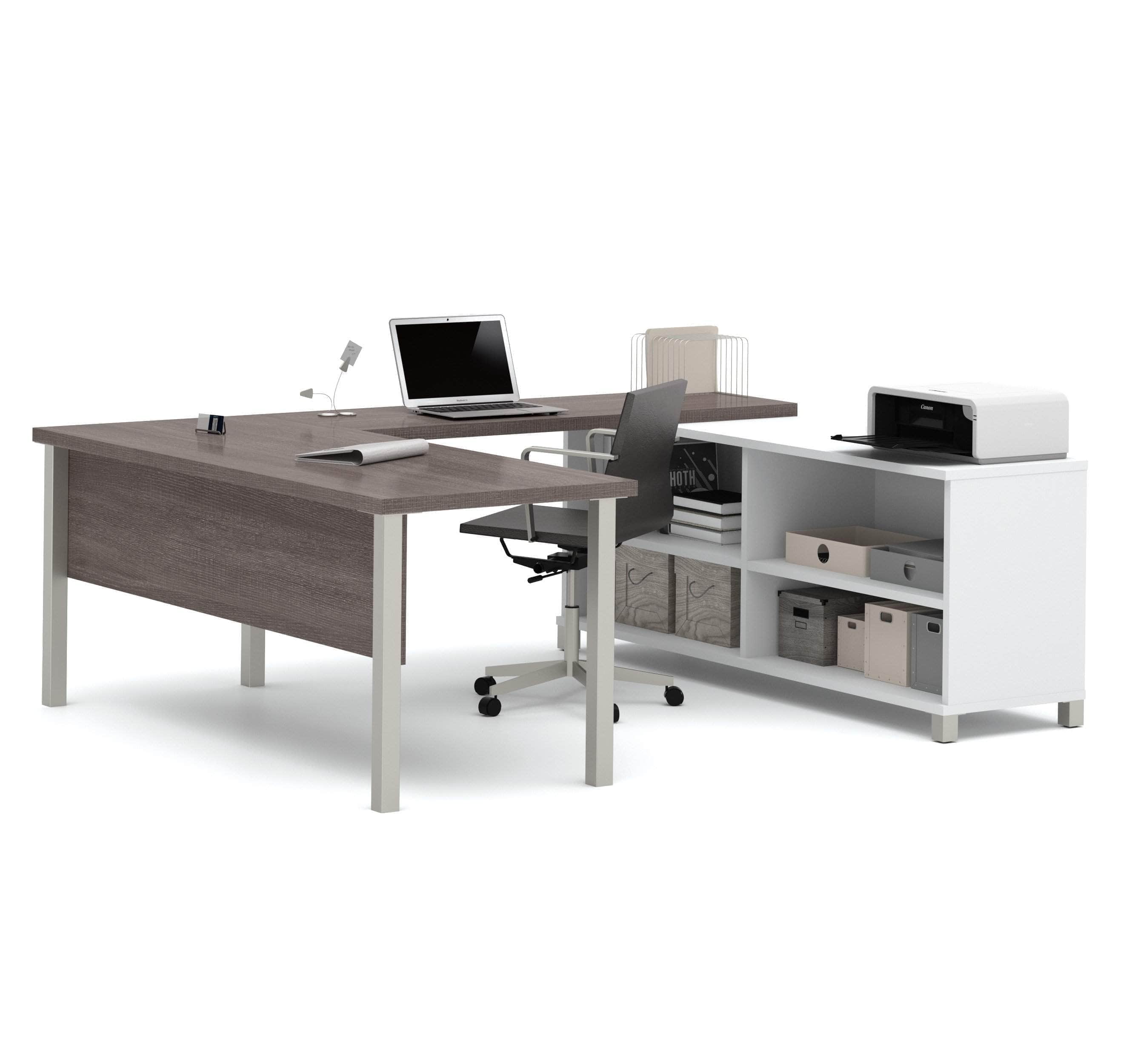 Premium U-Shaped Executive Desk in Bark Grey - Spacious Home Office Workstation for Professionals & Remote Workers