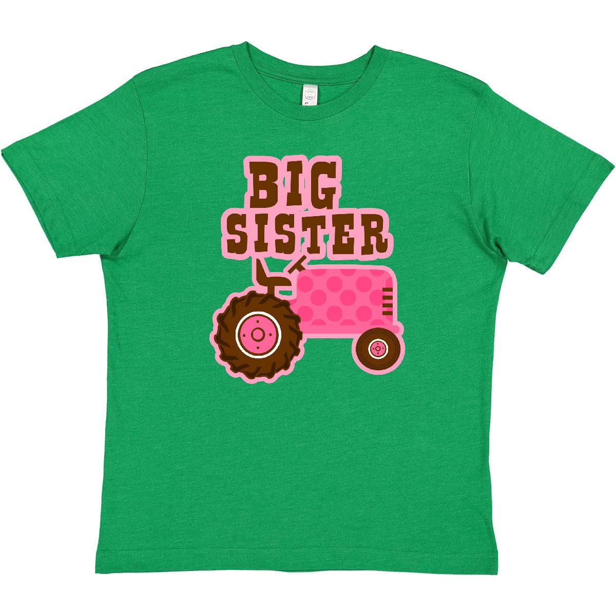 Inktastic Pink Tractor Big Sister Youth T-Shirt - Cute Farm Sibling Matching Outfit for Toddler Girls & Sisters
