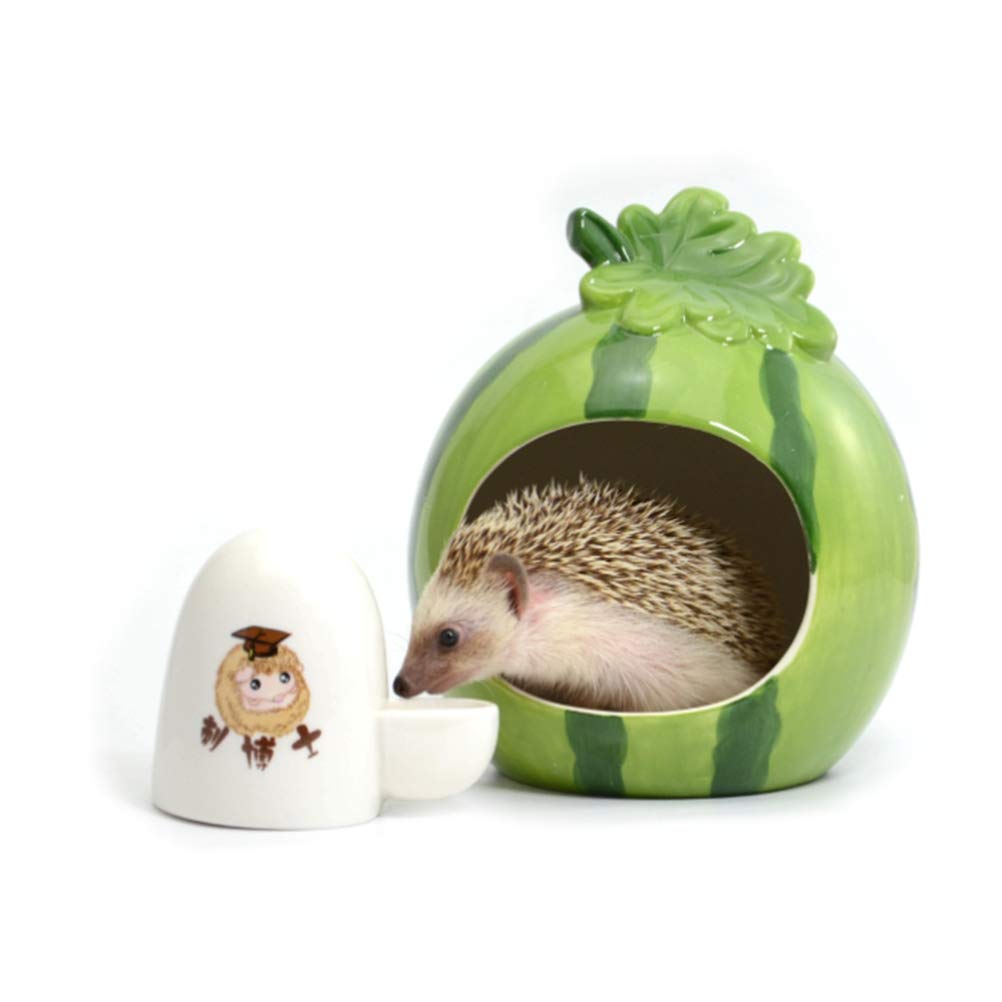 ULTECHNOVO Ceramic Pet Water Feeder - Small Animal Drinking Fountain for Guinea Pigs, Hamsters, Hedgehogs | Leak-Proof Water Bottle & Food Bowl Combo | Perfect for Cages, Travel & Home Use (White)