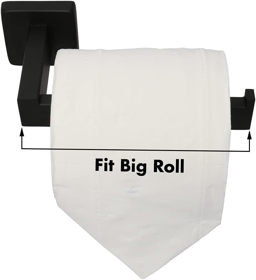 Stainless Steel Toilet Paper Roll Holder - 304 Grade Wall Mount Tissue Stand for Bathroom & Kitchen - Matte Black Home Accessory for Modern Decor