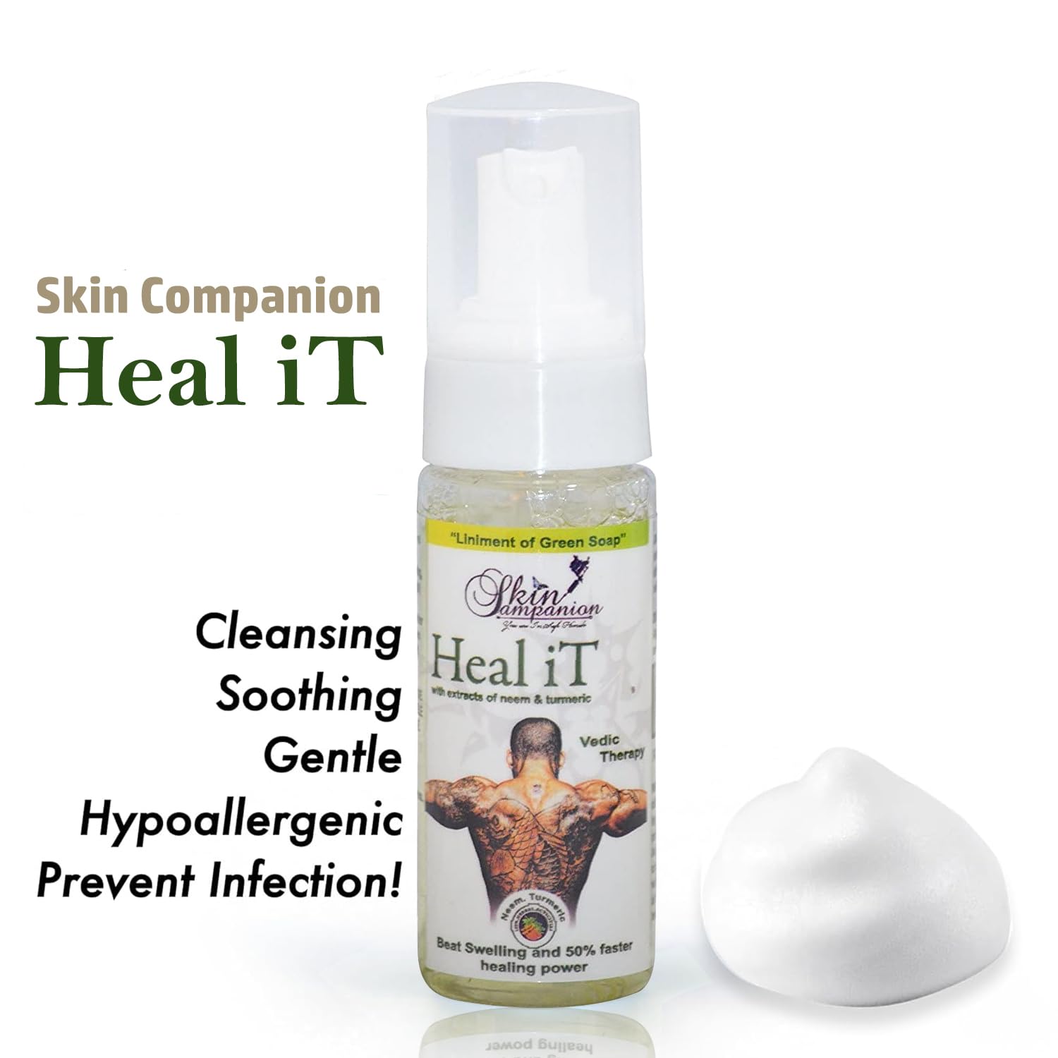 Heal-It Tattoo Aftercare Foaming Soap - 50ml | Gentle Cleanser for New Tattoos & Piercings | Promotes Healing & Prevents Infection | Ideal for Post-Tattoo Care & Skin Recovery