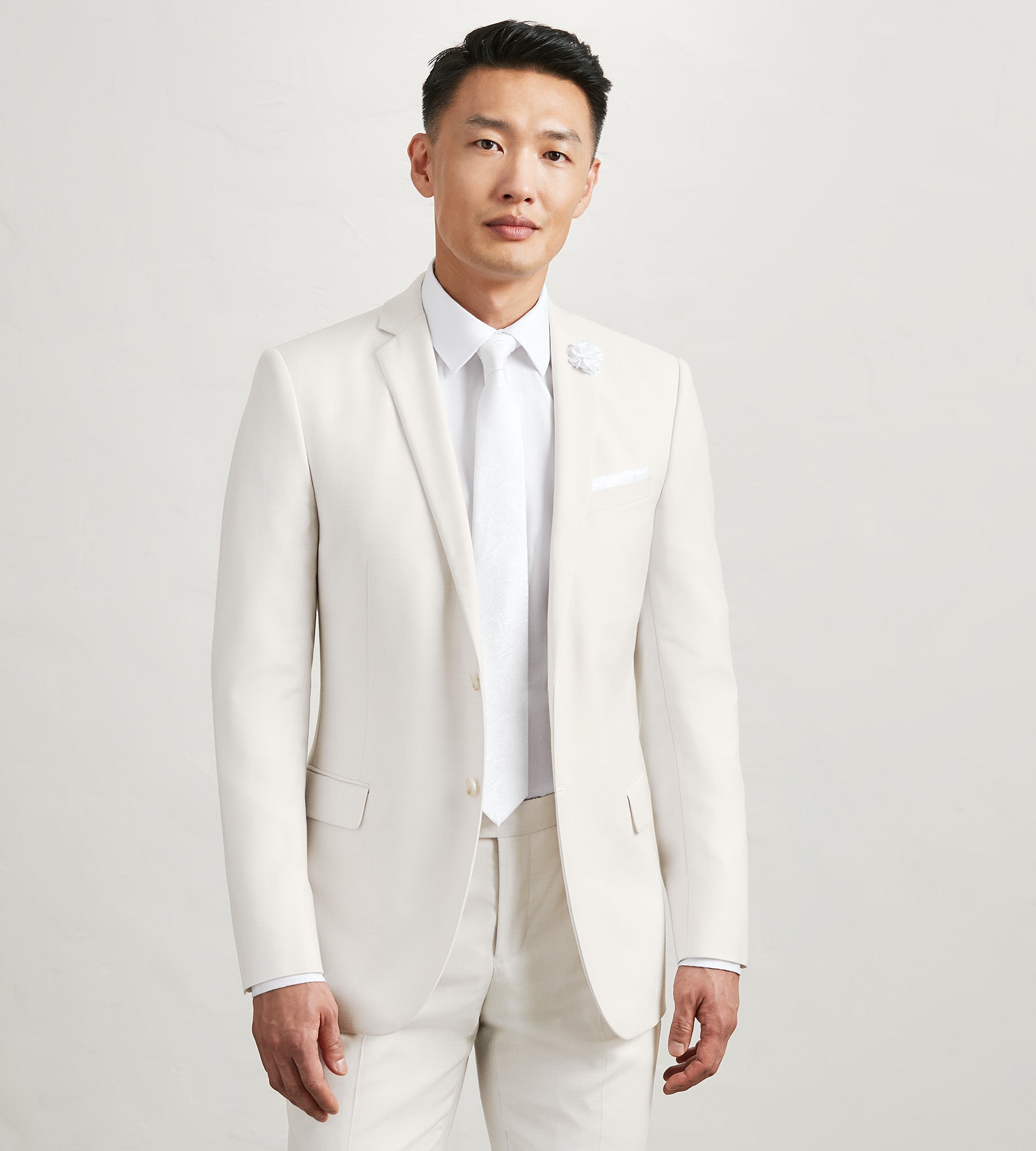 Modern Fit Off White Solid Suit Jacket for Men - Slim Tailored Blazer for Business, Weddings & Formal Events