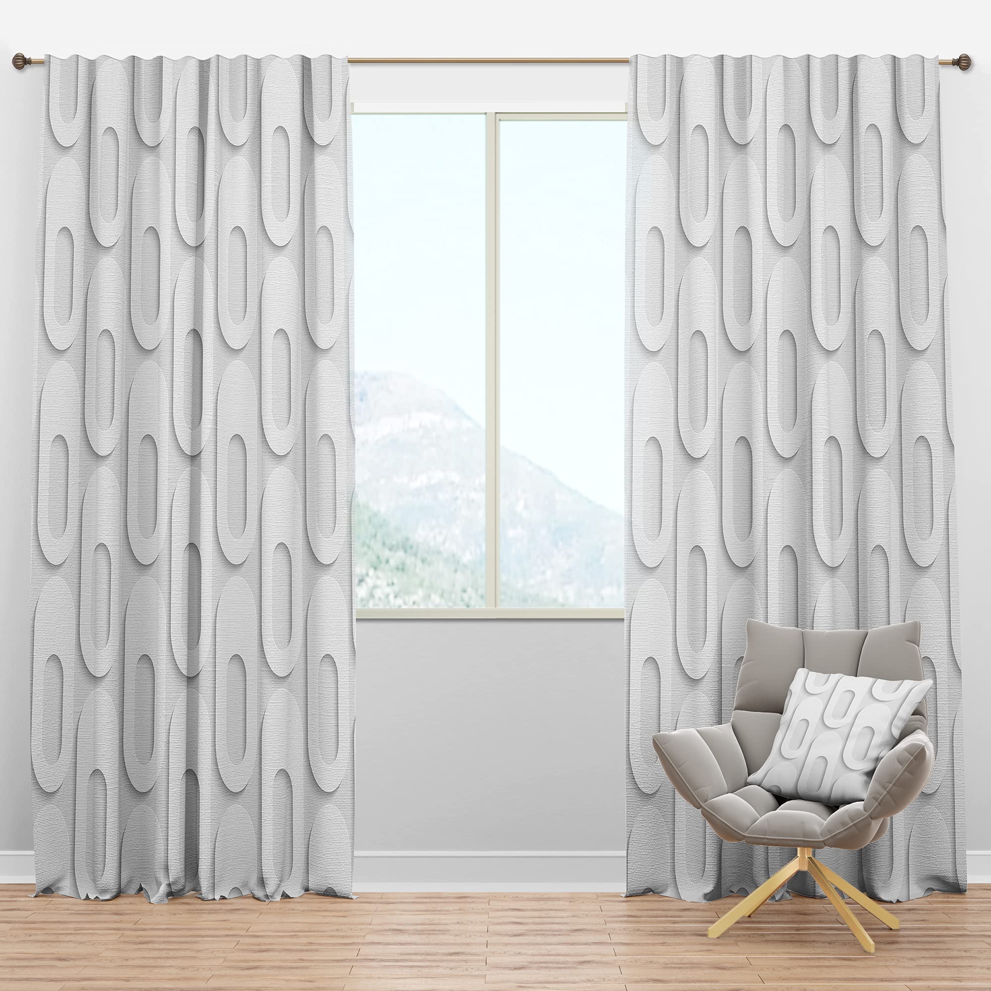 DesignQ Blackout Curtains with Curved Shape Pattern - Thermal Insulated Single Panel (52x63 inches) for Bedroom & Living Room - Perfect for Light Blocking, Privacy & Energy Efficiency