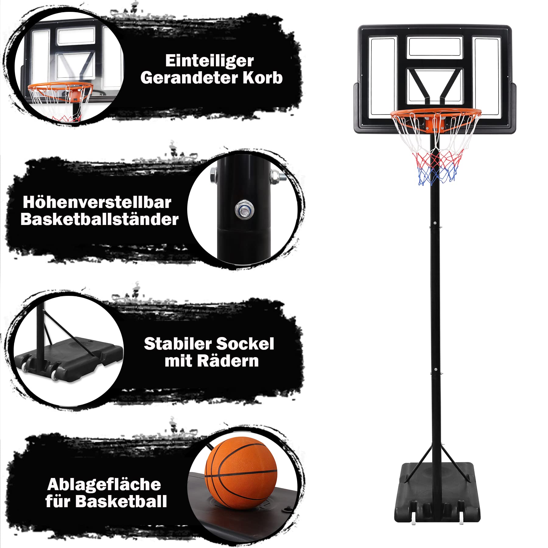 Adjustable Height 230-305cm Indoor/Outdoor Basketball Hoop Stand with Pump & 2 Basketballs - Portable Basketball Goal System for Kids & Adults - Perfect for Driveway, Backyard, and Gym Practice