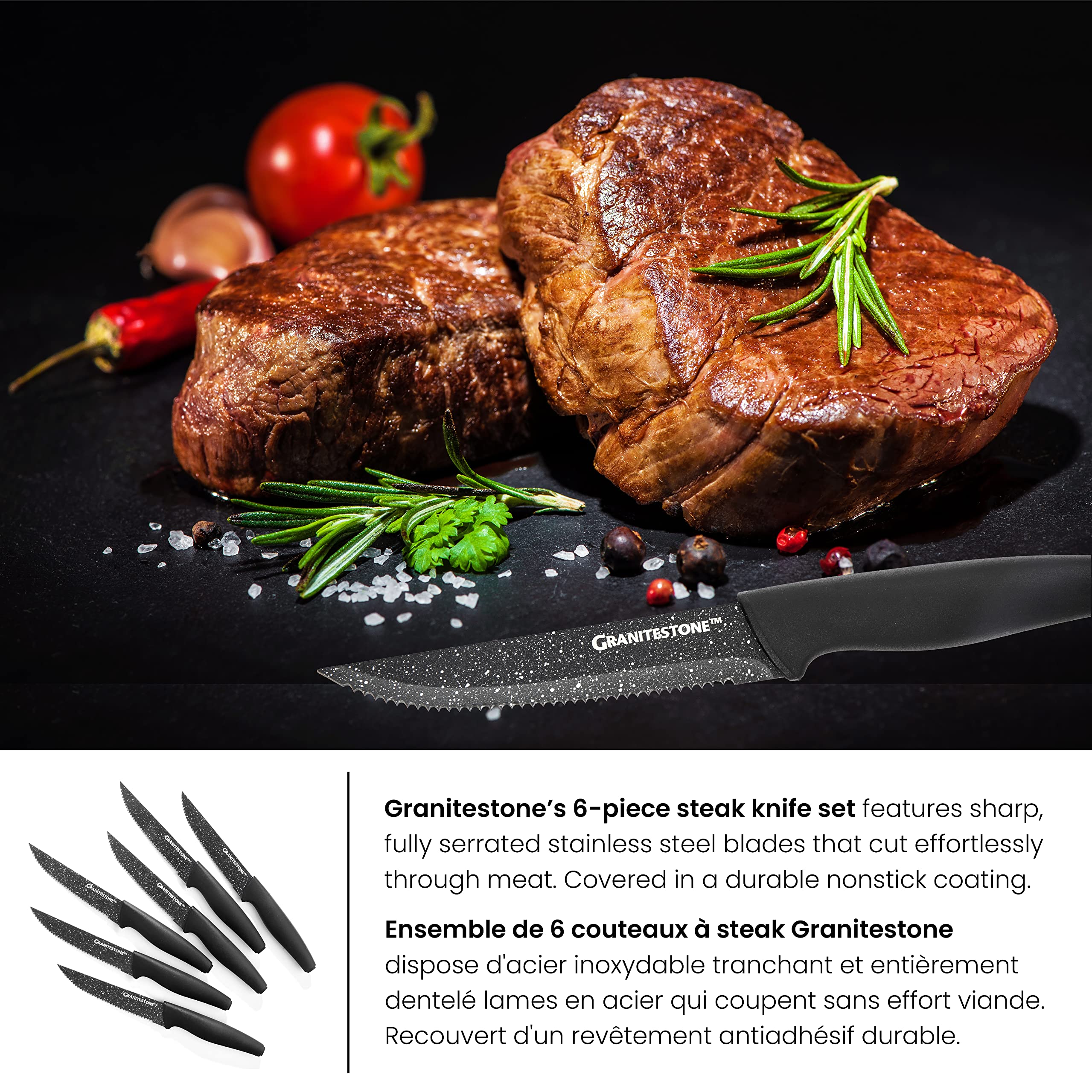 Wireless Egg Cooker for Microwave - Eggpod Rapid Egg Maker with Nutriblade 6-Piece Serrated Steak Knife Set | Perfect for Breakfast Meal Prep & Kitchen Cooking Accessories