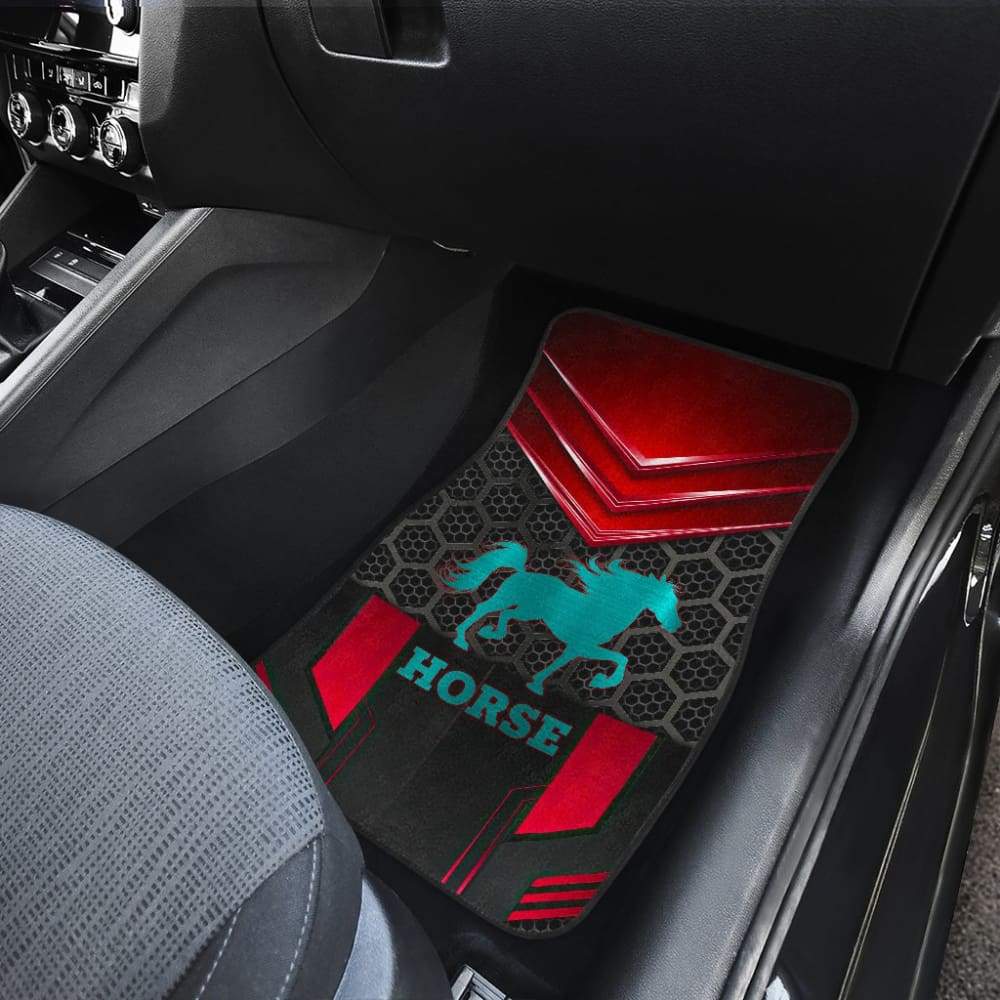 Premium Blue Walking Horse Emblem Car Floor Mats - Non-Slip, Custom Fit for Cars, Trucks & SUVs - Perfect for Road Trips, Daily Commutes & Off-Road Adventures