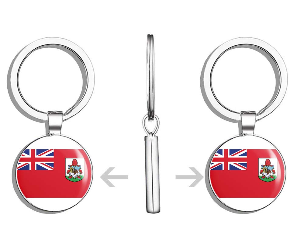 Double Sided Bermuda Flag Stainless Steel Keychain - Durable Key Ring Holder with Carabiner Clip for Keys, Backpacks & Travel Accessories | Perfect Gift for Travelers & Flag Enthusiasts