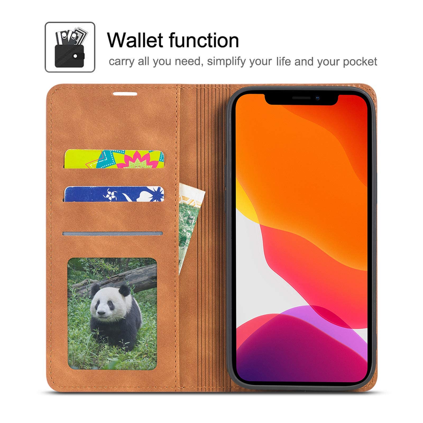Premium PU Leather Magnetic Flip Wallet Case for iPhone 15 Pro Max - Shockproof Card Holder with Kickstand & Hidden Adsorption (Brown) | Perfect for Business, Travel & Daily Protection