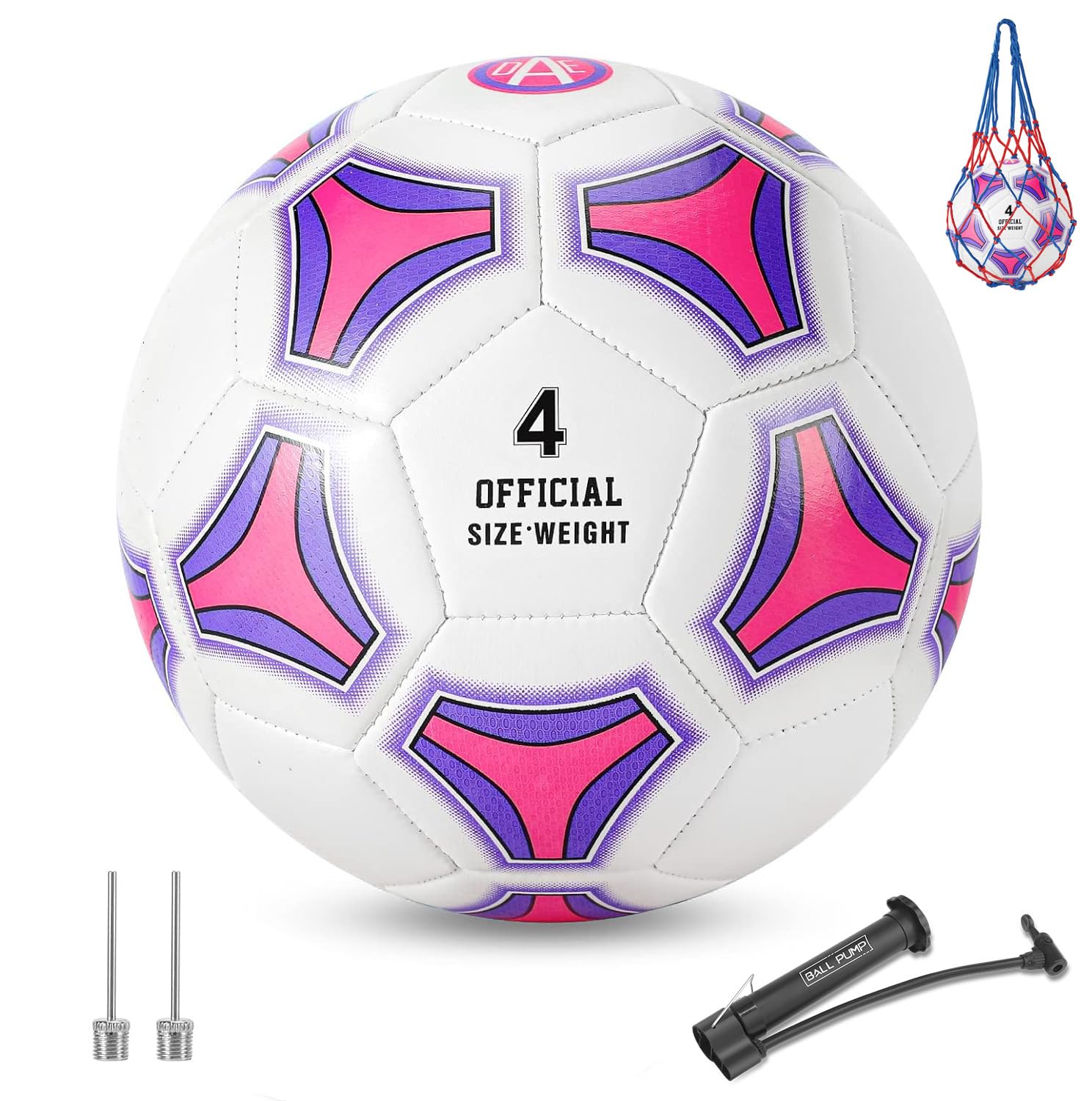STEEFAN Size 3 Pink Color Changing Soccer Ball for Kids - Official Match Ball with Air Pump & Needles - Perfect Gift for Teens, Juniors, Men & Women - Indoor/Outdoor Training, Games & Birthday Presents