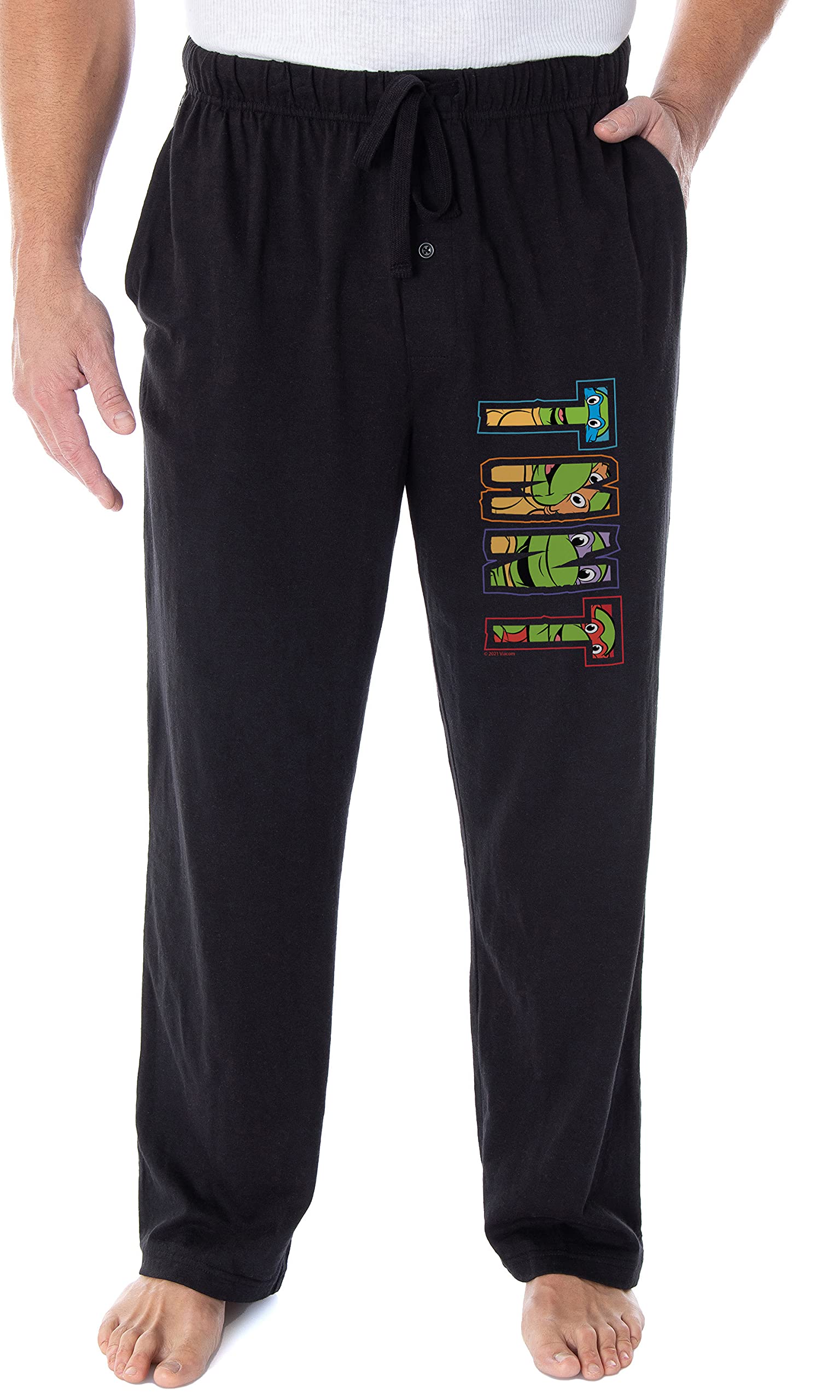 TMNT Men's Lounge Pants - Teenage Mutant Ninja Turtles Logo Sleepwear & Pajama Pants for Comfortable Home Wear & Gifts
